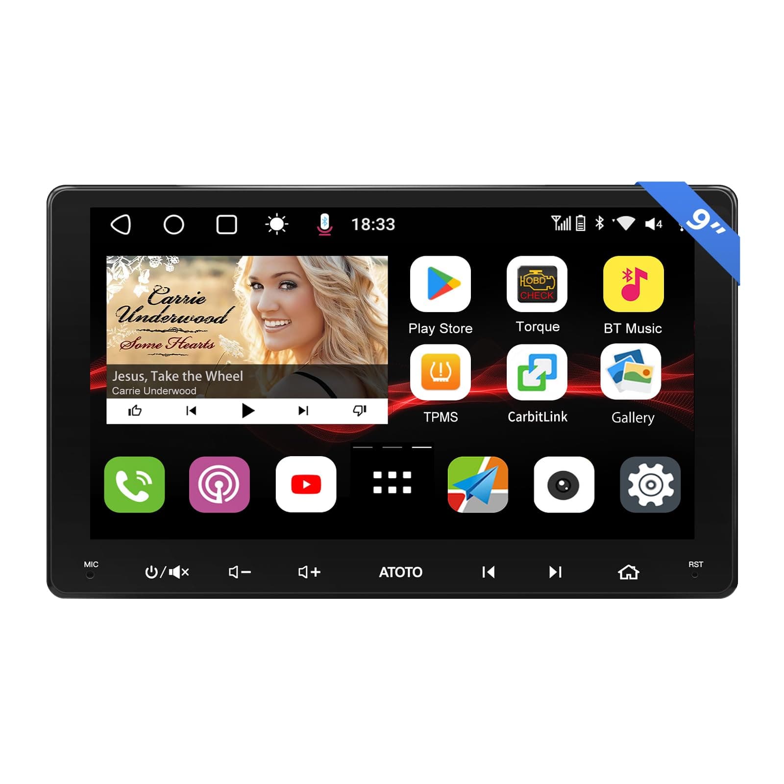 ATOTO S8 8-core 9inch QLED Double Din Android Car Stereo, Built-in 4G&WiFi, Wireless CarPlay & Android Auto, Dual Bluetooth, 4G+32G, VSV&LRV, SCVC&36B-EQ DSP, ChatGPT AI, GPS Tracking, S8G2094MS
