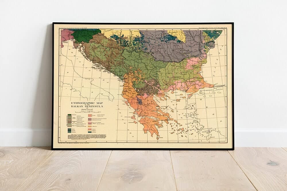 Ethnographic Map Balkans Map World War I Map WW1 Maps Vintage Map Decor East Europe Map Balkans Old Map WWI Map Wall Maps