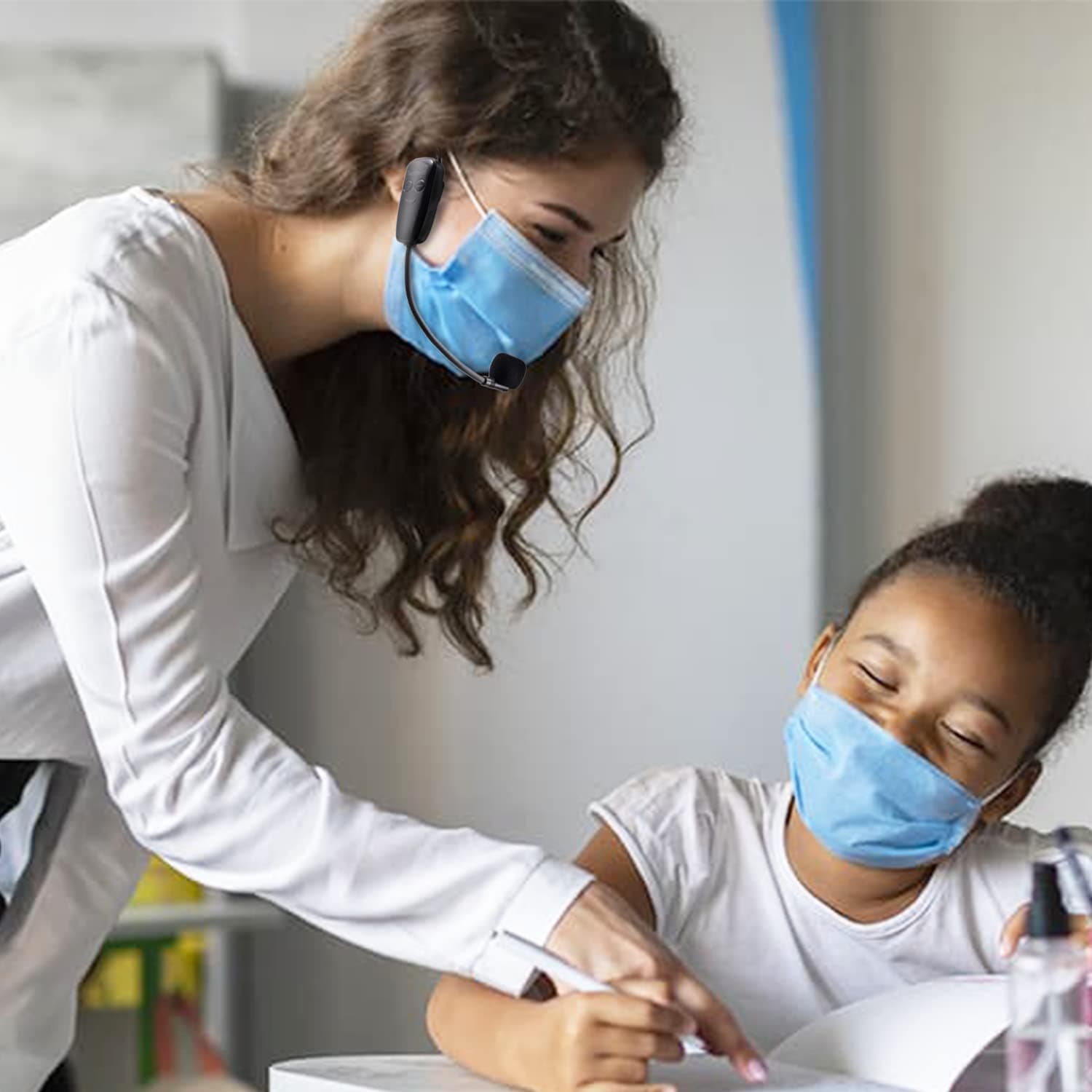 Wireless Microphone Headset, UHF Wireless Headset Mic System, 160ft Range,1/8'' and 1/4'' Plug, for Speakers, Voice Amplifier, PA System(Not Supported AUX/iOS)