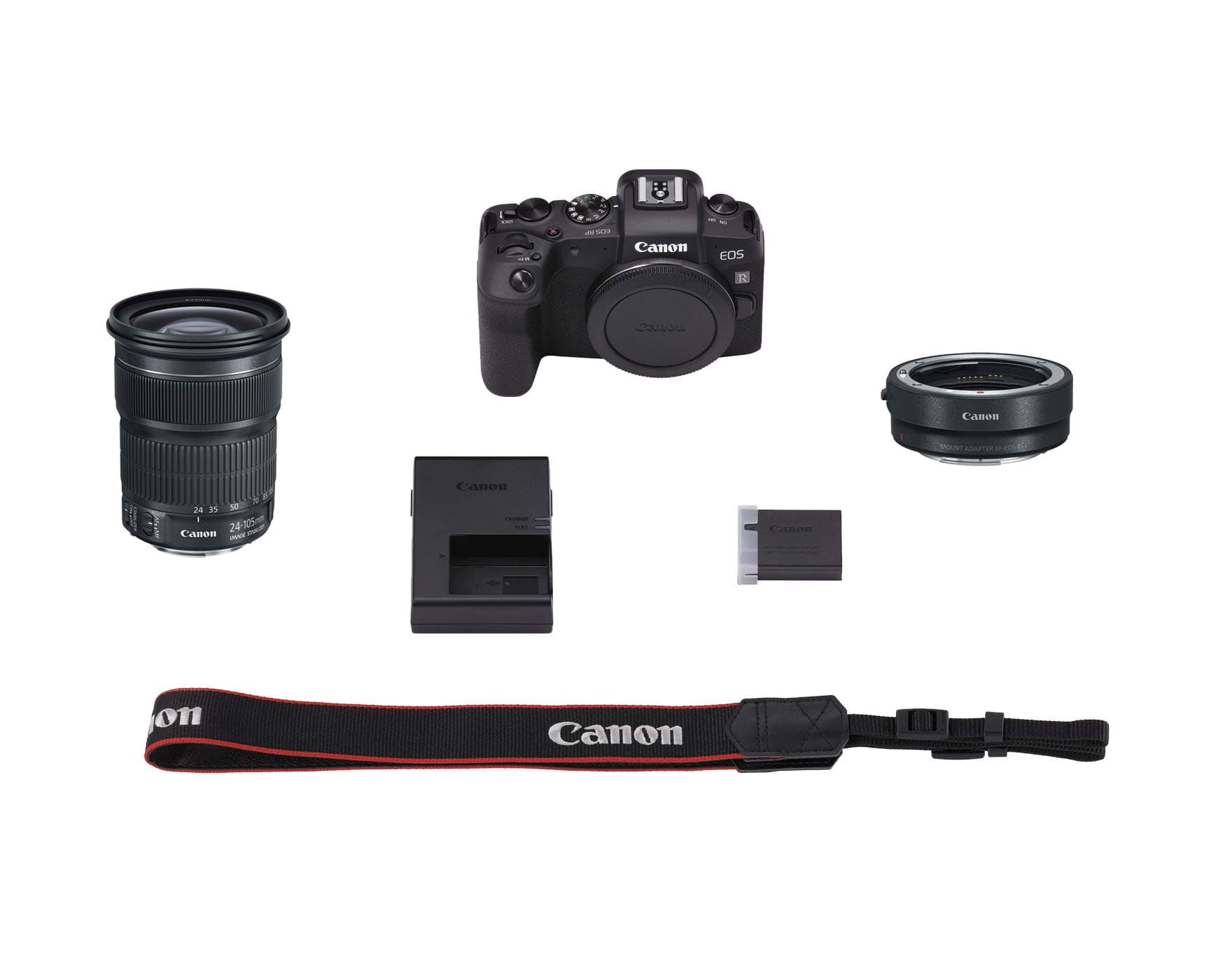 Canon EOS RP Full Frame Mirrorless Vlogging Bundle Camera Kit with Mount Adapter and Lens [EF 24-105mm F/3.5-5.6 is STM Lens + EF-EOS R Mount Adapter], Black