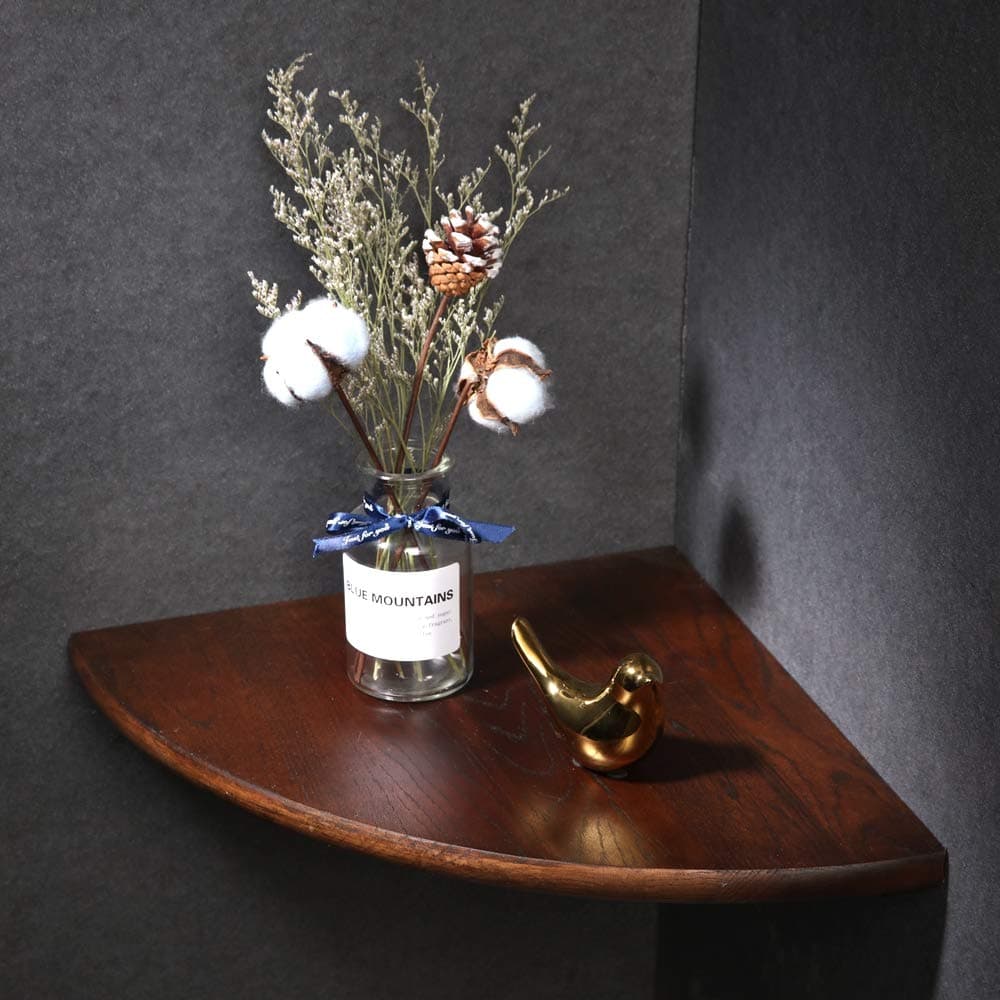 FLYFAIR Corner Shelf, Solid OAK Wood Corner Shelf Wall Mount, Round Edging Hanging Corner Shelves for Wall Floating Speaker Display Bookshelves Décor Accents for Bedroom Office Kitchen Living Room 10”