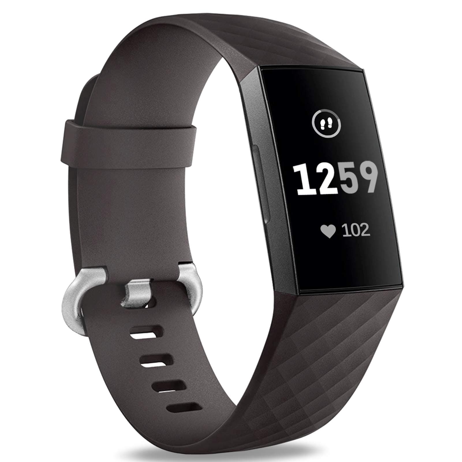 Hamile Bands Compatible with Fitbit Charge 4 / Fitbit Charge 3 / Fitbit Charge 3 SE, Waterproof Replacement Watch Strap Fitness Sport Band Wristband for Women Men, Small, Dark Brown