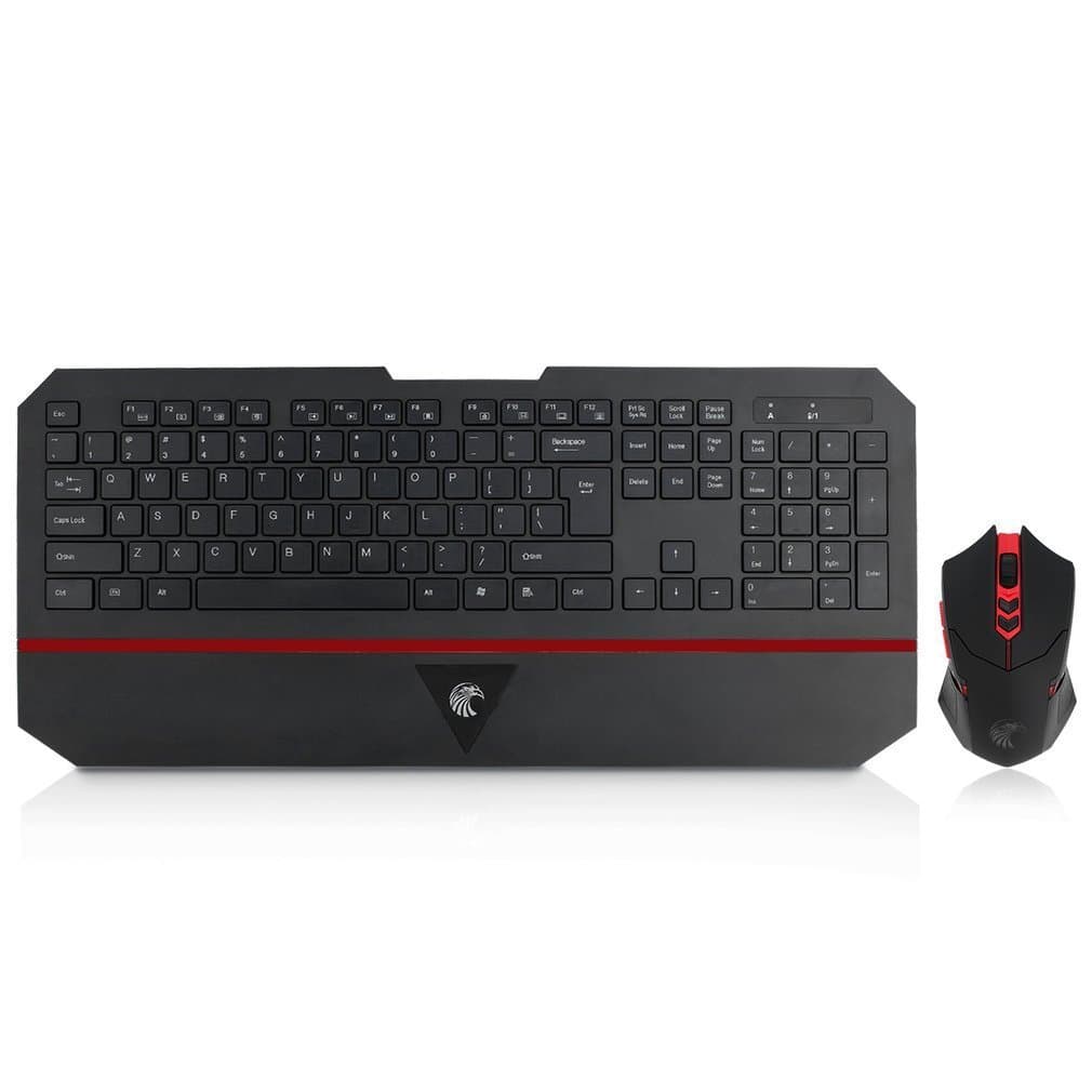 Full Size Wireless Gaming Keyboard and Mouse Combo Set for Desktop / Laptop / PC Ultra Slim with LED Optical backlight QWERTY