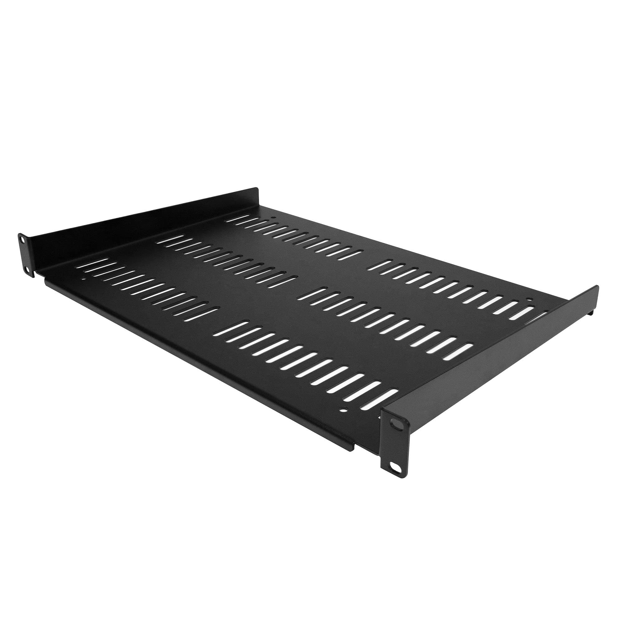 1U Server Rack Shelf - Universal Vented Rack Mount Cantilever Tray for 19" Network Equipment Rack & Cabinet - Durable Design - Weight Capacity 55lb/25kg - 12" Deep (SHELF-1U-12-FIXED-V)