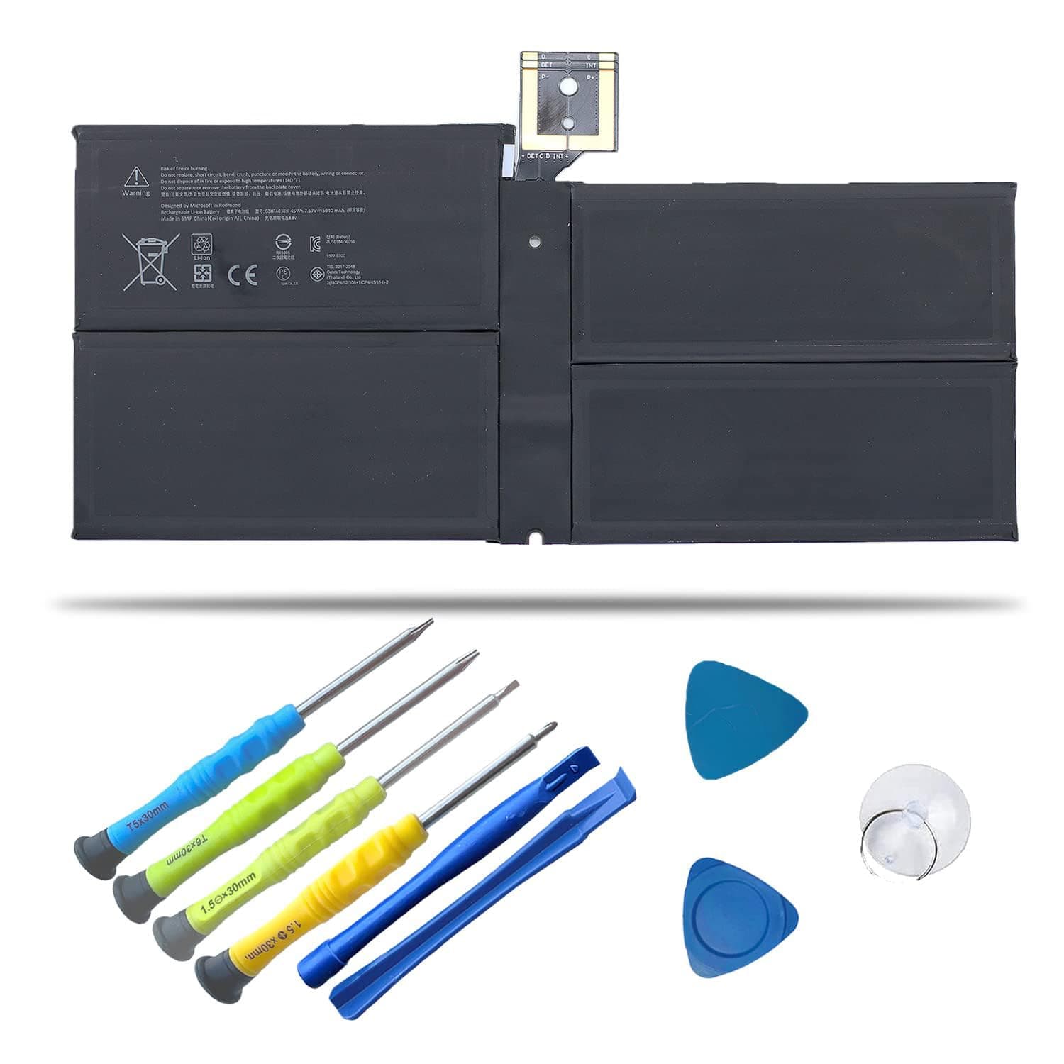 G3HTA038H Battery for Microsoft Surface Pro 5th (Model 1796, 2017),Surface Pro 6(Model 1807/1809/1796, 2018) 12.3" 2-in-1, Core i5 i7 m3 Series with Tools For surface pro 5 battery DYNM02 7.57V 45Wh