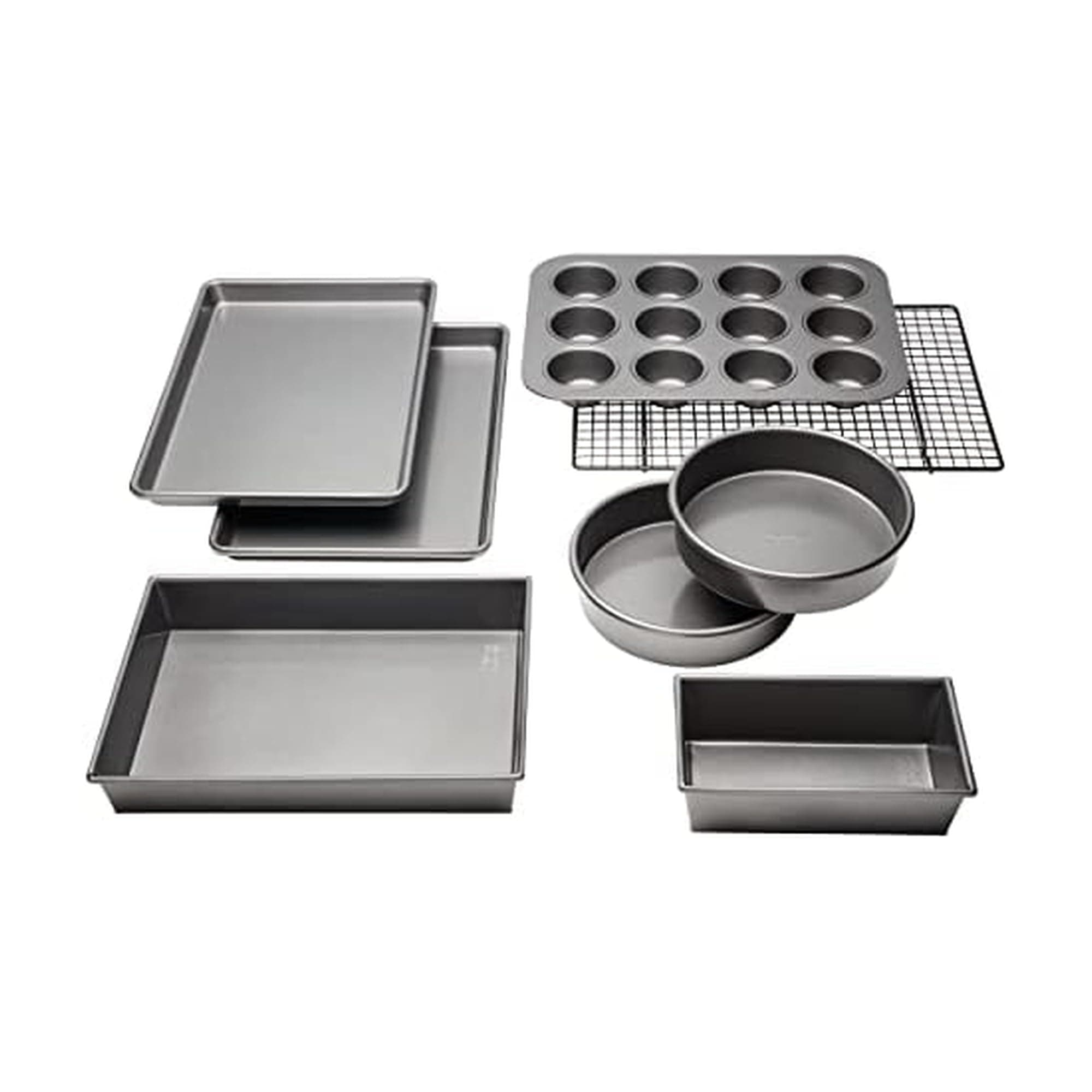 Professional Non-Stick 8-Piece Bakeware Set, Silver