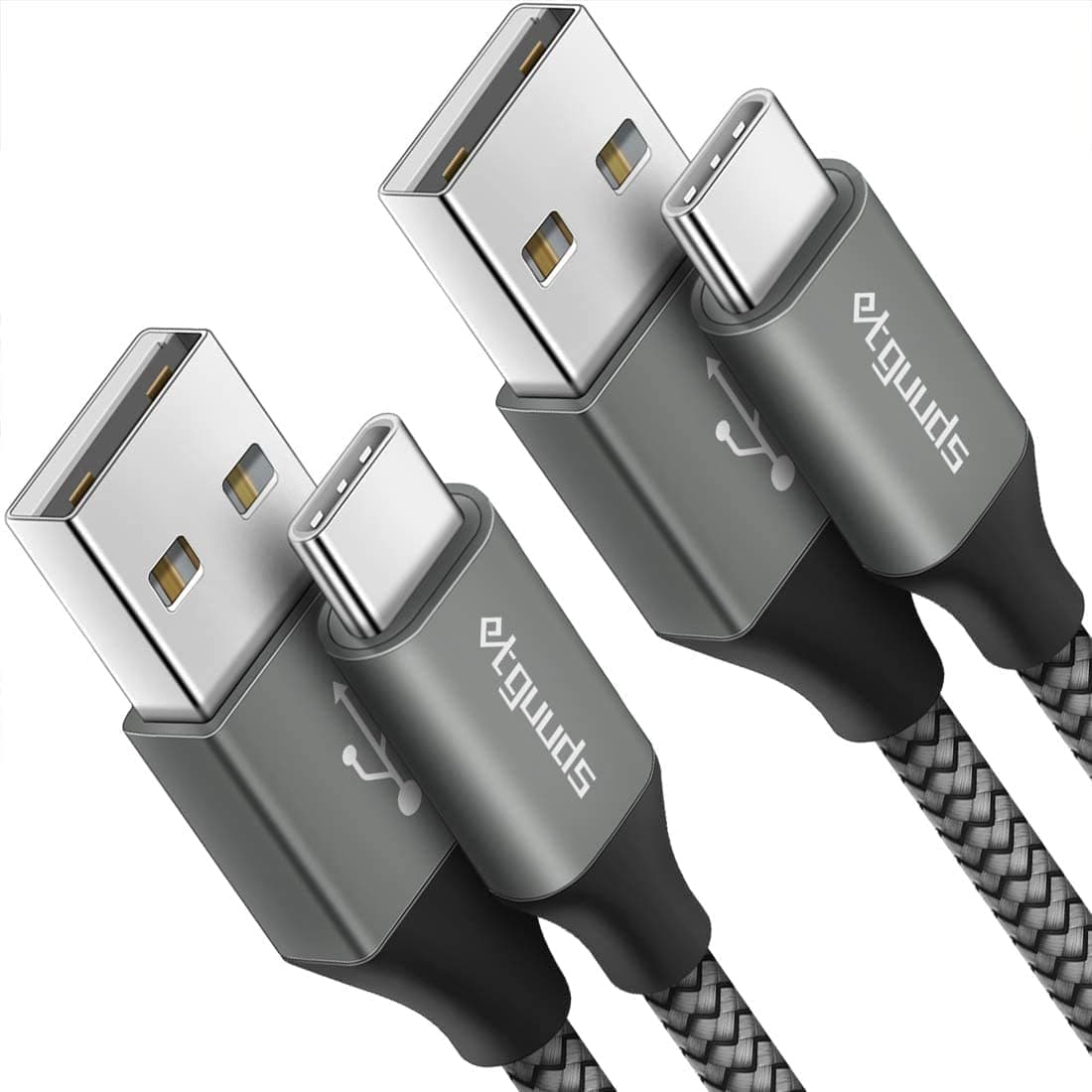 etguuds USB to USB C Cable 3.3ft, 2-Pack USB A to Type C Charger Cord Fast Charging for Samsung Galaxy A17 A16 A15 A26 A36 A56, S25 S24 S23 S22 S21 S20 S10 Note 20, for iPhone 17 16 15, Moto, Gray