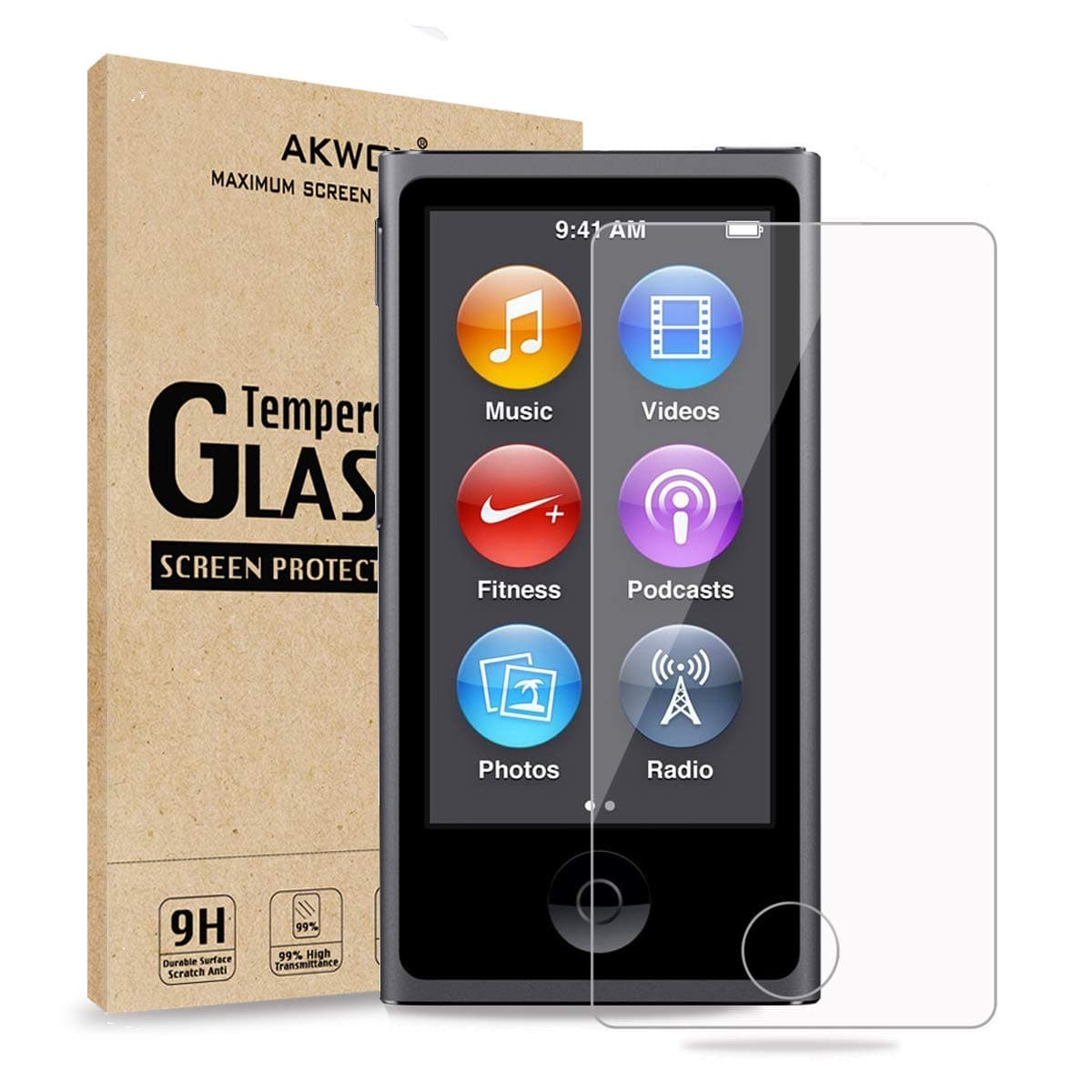 (Pack of 2) Screen Protector for iPod Nano 7 8th 0.33mm High Definition Clear Tempered Glass Screen Protector Guard Film for iPod Nano 8th/7 Generation,Shockproof and Scratch-Resistant