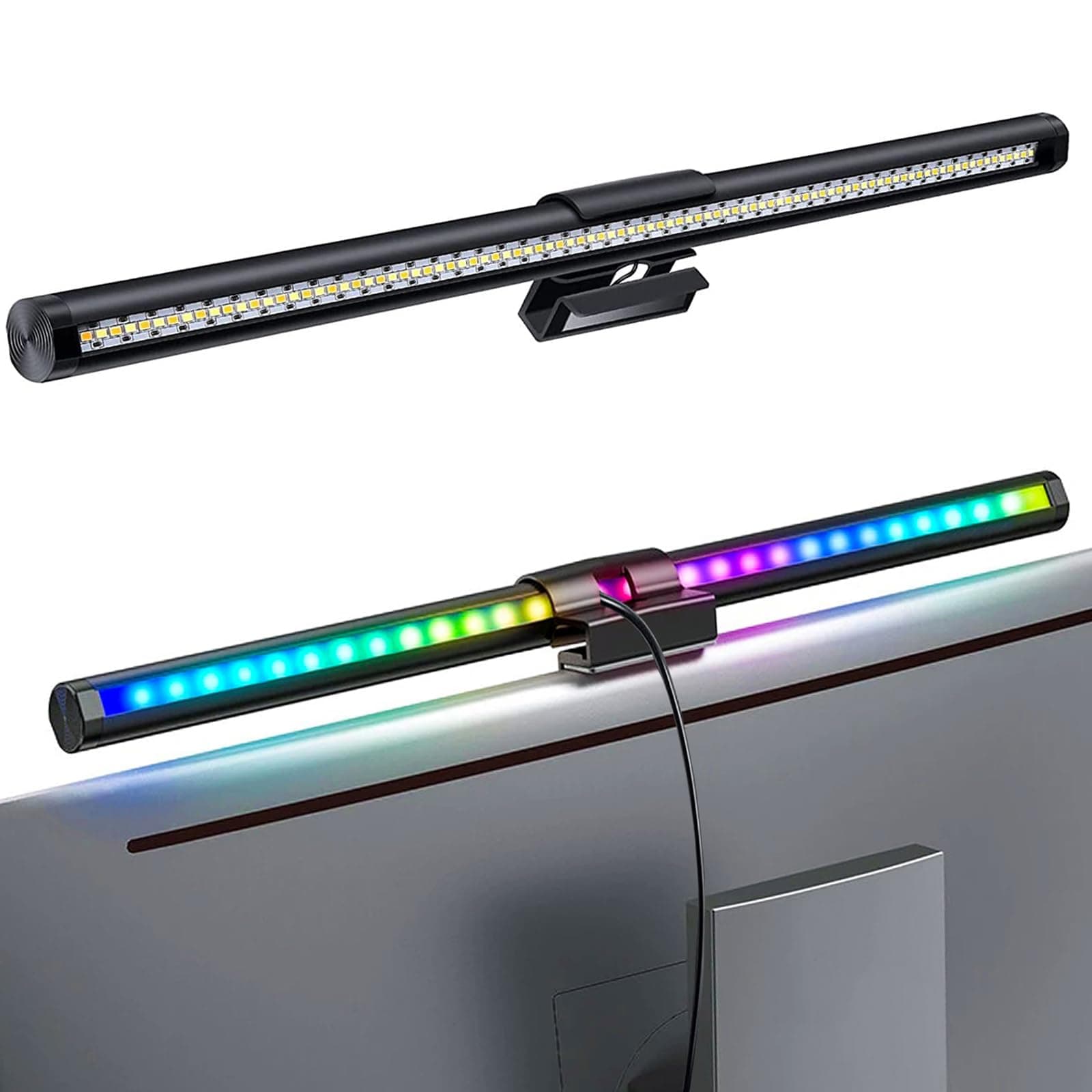 ANSCHEMonitor Light Bar, USB Screen Light Bar Dual Light with Touch Sensor, Dimmable RGB Computer Monitor Light, 5-Color Mode, Back Light 15 Color, Filter Blue-Ray, Screen Lamp for Home Office Game