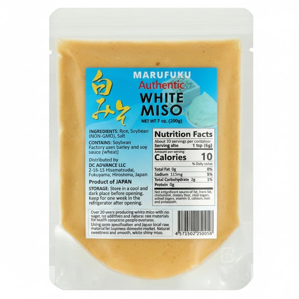 MARUFUKU From Japan Authentic Shiro White Miso paste, 7.0 OZ- Savory Japanese Seasoning For Cooking Soup Base, Broth, Stew, Salad Dressing, Sauce, Marinade, Ramen