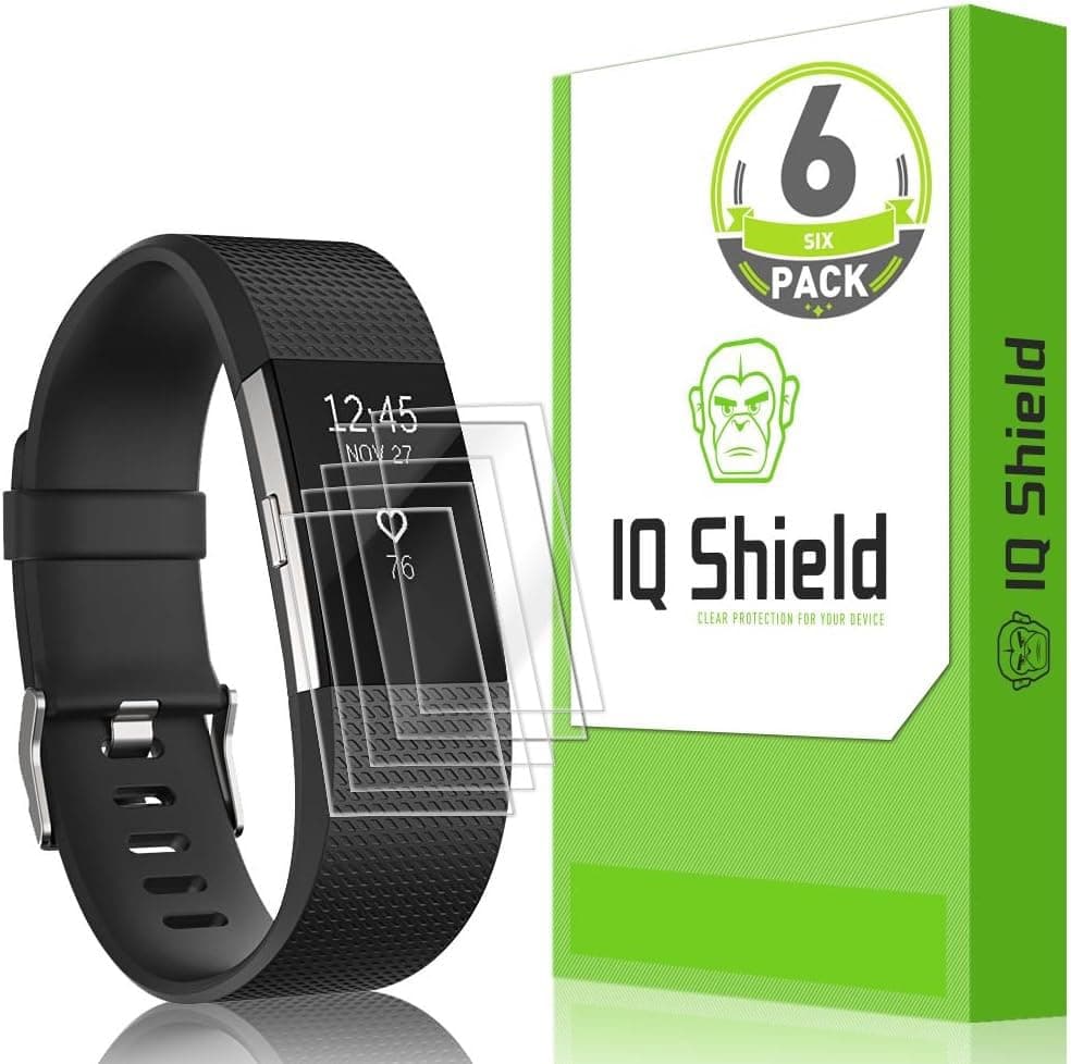 IQShield 6 Pack Screen Protector for Fitbit Charge 2 Easy Install Ultra Thin Smudge Resistant Anti-Scratch Anti-Bubble Clear TPU Film