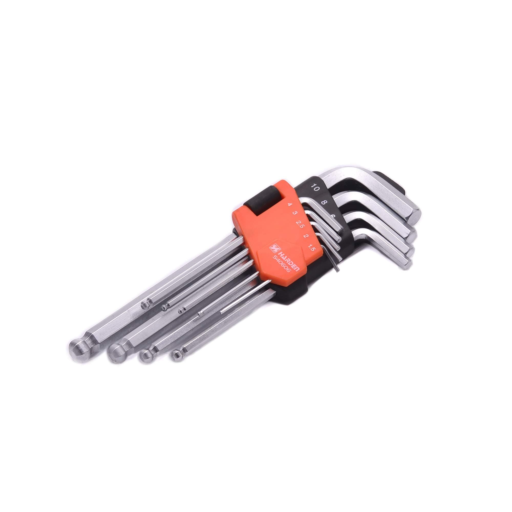 Edward ToolsBall End Hex Key Wrench Set Medium - 9 Piece Heavy Duty CRV Steel - Plastic Organizer Clip - Allen Wrench Ball End Allows up to 25 degree entry angle