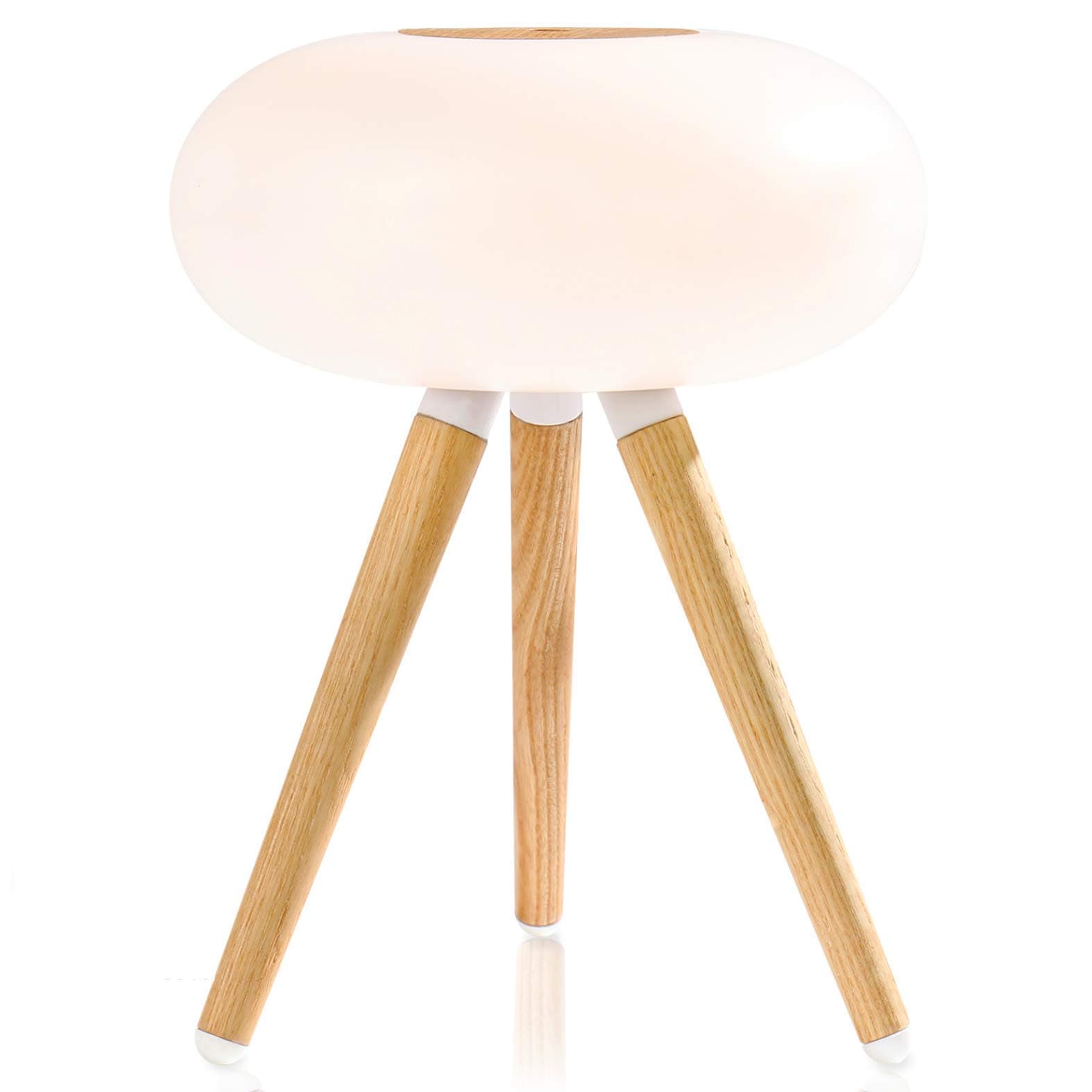 Table Lamp - Nordic Style Touch Sensor & Gesture Control LED Light for Bedrooms, Living Room, Bedside - Portable & Rechargeable Nightstand Lights for Kids - Cordless Office Desk Wood Lamp