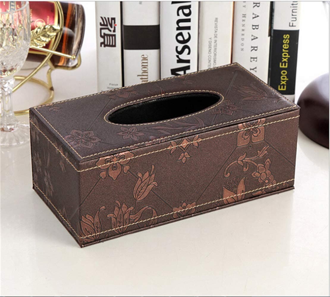 Leather Tissue Box Holder - Waterproof Rectangular Tissue Box Cover