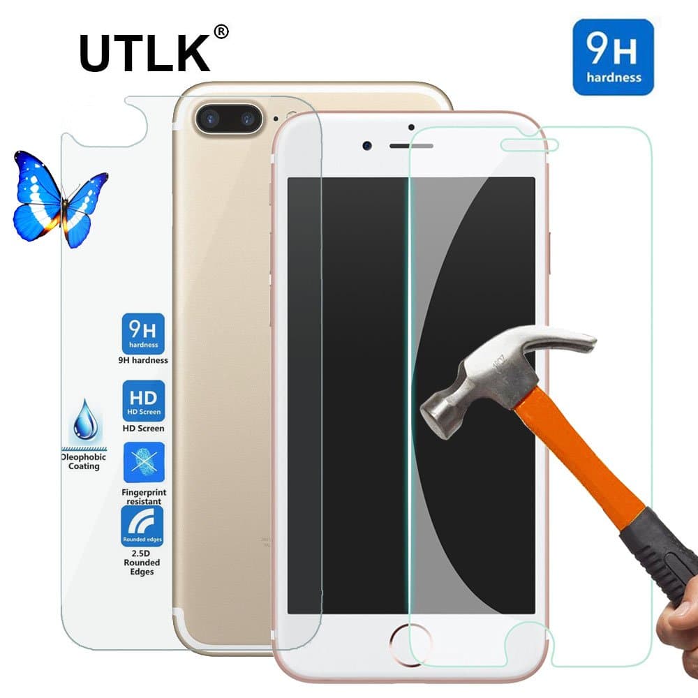 iPhone 8 Plus 7 Plus Screen Protector,[ 2 Front +1 Back] HD Clear Glass UTLK Full Body 2.5D Rounded Edge Premium Tempered Glass Screen Protector for iPhone 8 Plus iPhone 7 Plus 5.5 inch
