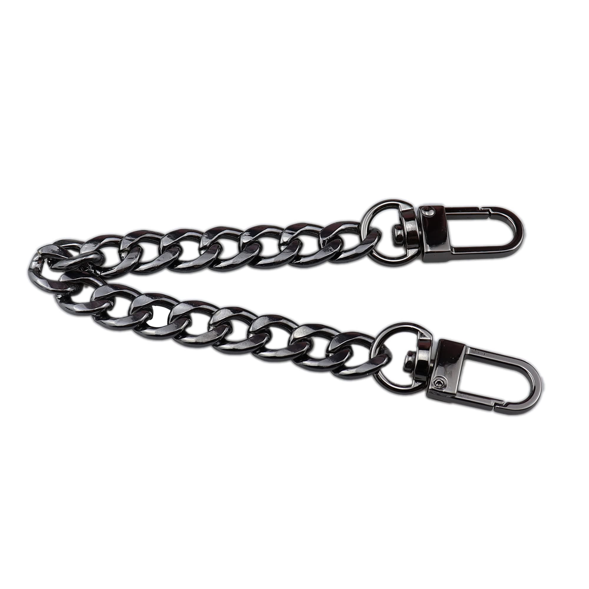 HEEHEEHEEHEE 7.9"(20cm) Purse Chain Strap Extender Accessories Upscale Color Tone Wearing Comfortable Iron Flat Chains Replacement Straps with Buckles Black 1 PCS for Shoulder Cross Body Handbag