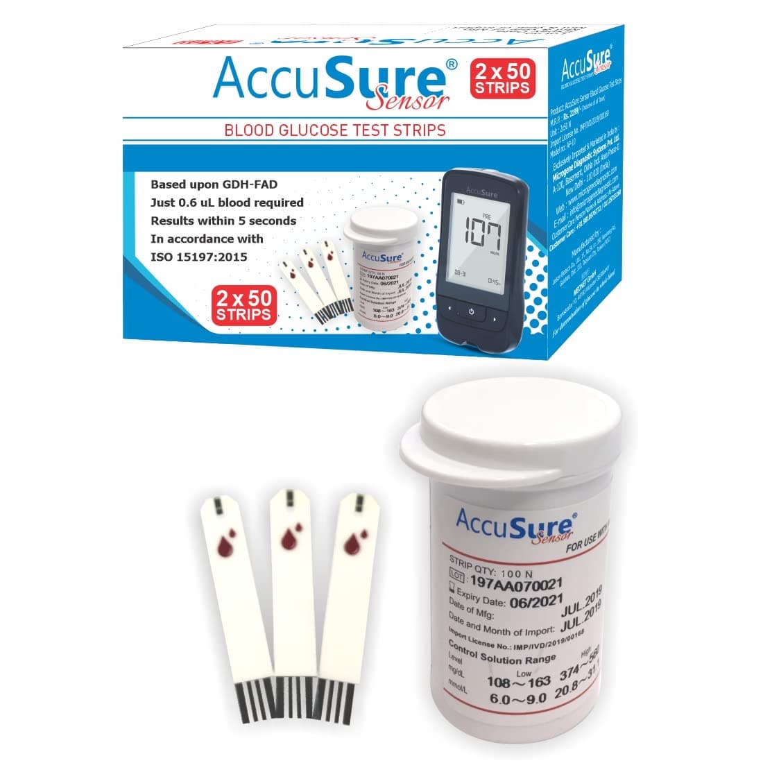 Sensor Glucometer Test Strips 50 (Pack of 2), Multicolor