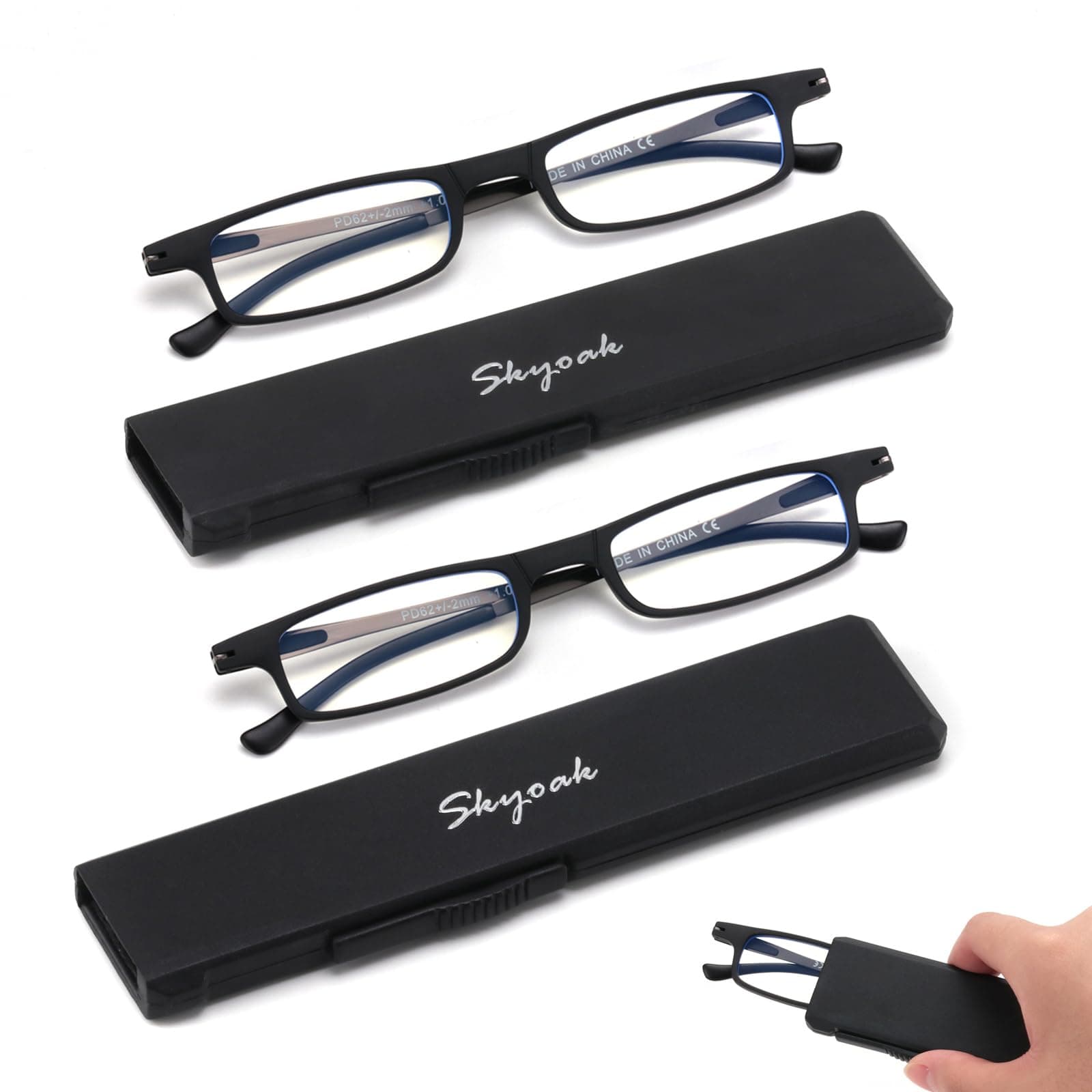 2 PACK Slim Lightweight Reading Glasses