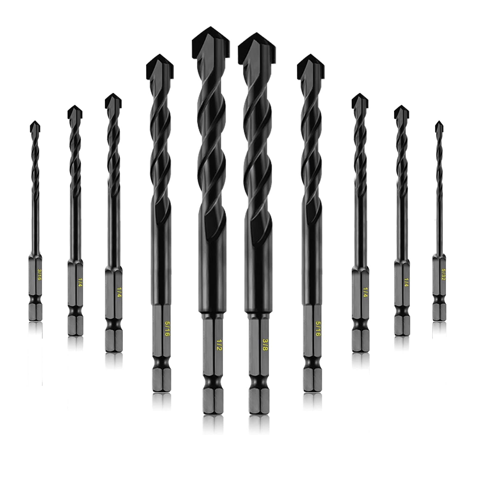 16 Pieces Masonry Drill Bit Set, Concrete Drill Bit Set Carbide Drill Bit Collection Precision Carbide Drills Versatile Drill Bit Set for Glass, Brick, Tile, Plastic, Ceramic and Wood