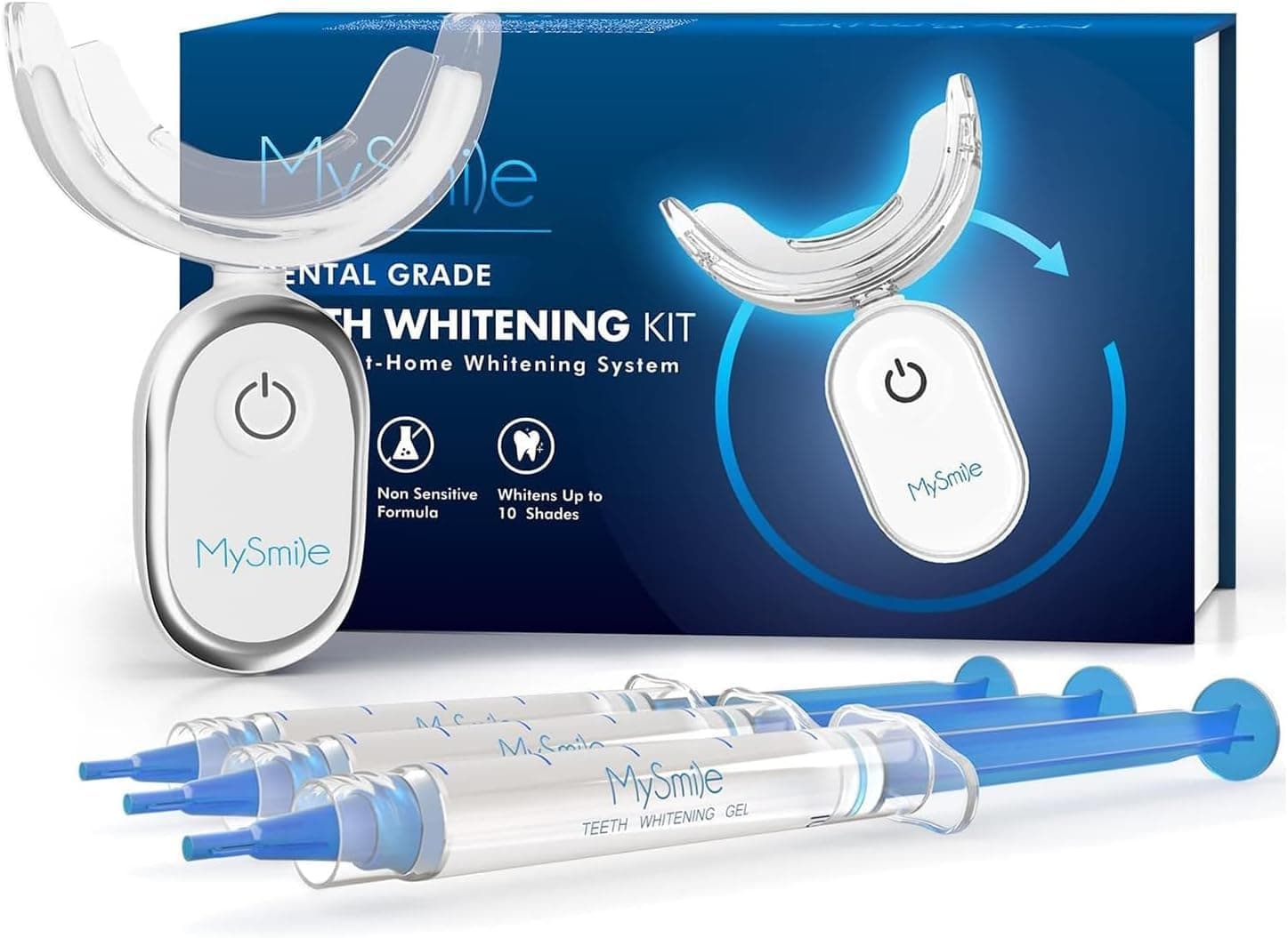 Teeth Whitening Kit for Sensitive Teeth with LED Light, 10 Min Non-Sensitive Fast Tooth Whitener, 3 Carbamide Peroxide Whitening Gel, Powerful Formula, Enamel Safe
