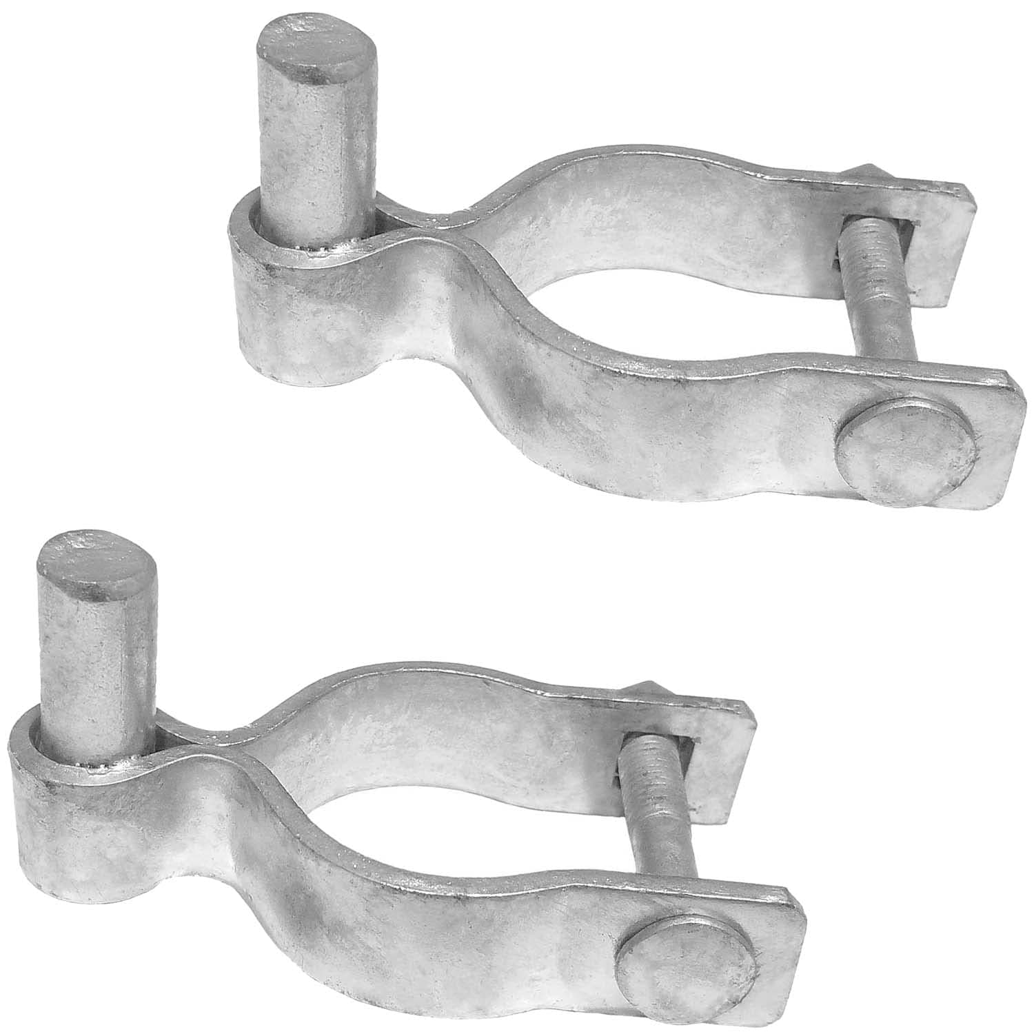 2-3/8" Chain Link Fence Gate Post Hinge - Use for 2-3/8" Outside Diameter Post/Pipe - Galvanized Chain Link Post Gate Hinge - Nut/Bolt Included for Hinge - 2 Pack