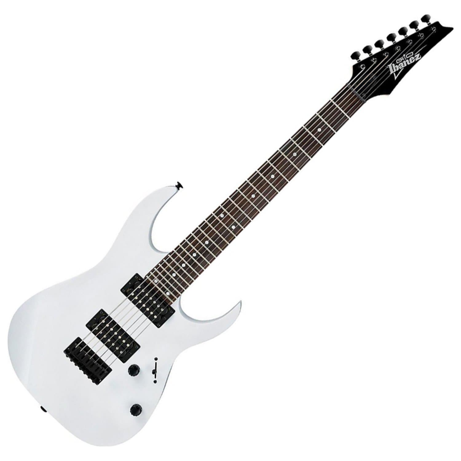 GRG 7-String Solid-Body Electric Guitar, Right, White, Full