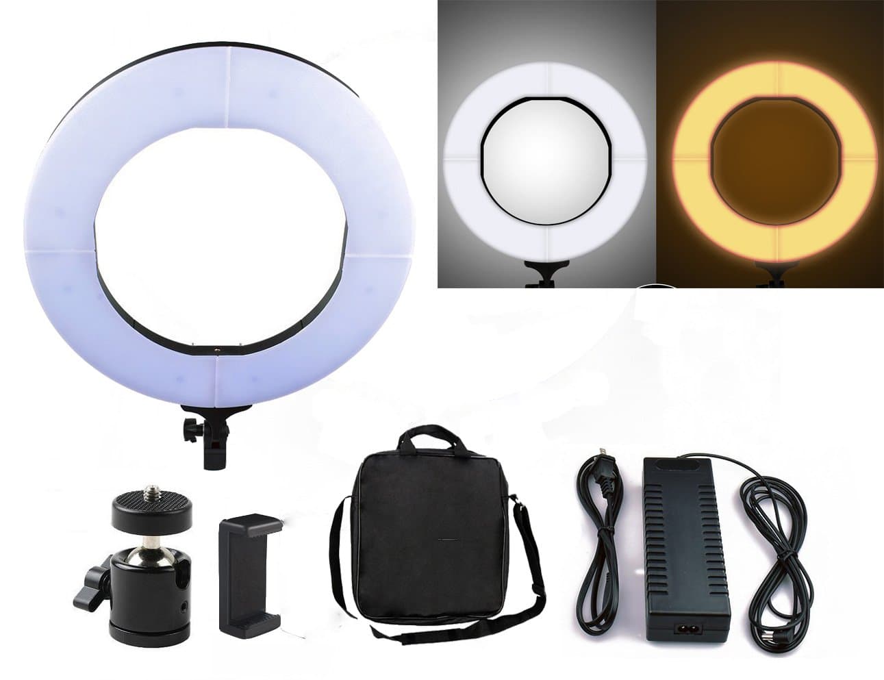 12 Inch Ring Light LED Diva Ring Light Bi Color Photo Video 35W 180 Pieces LED SMD Big Ring Light 5500K Dimmable Ring Halo Light for Webcam Portrait Fashion Photography and Youtube