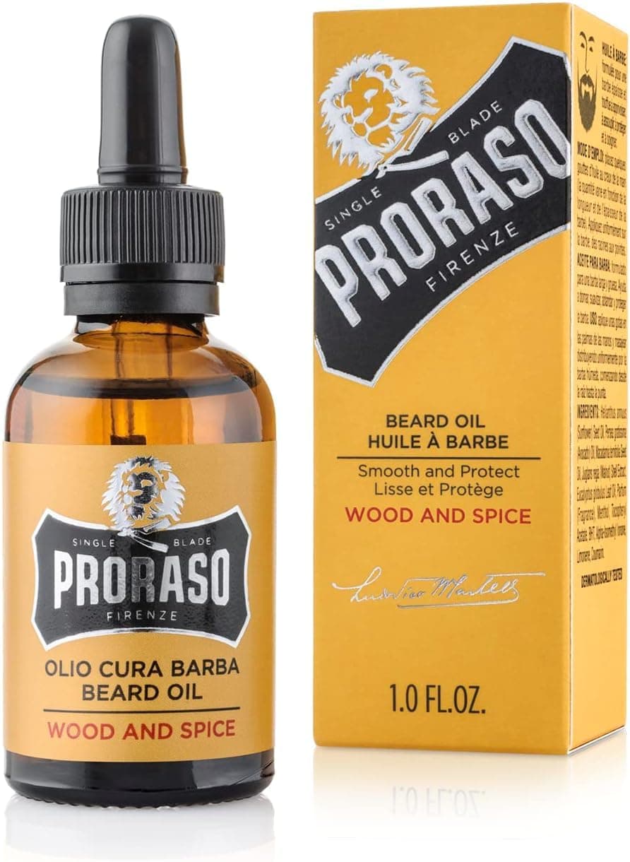 Proraso Beard Oil, Wood and Spice, 30ml, Scented Beard Softener For Men Softens and Protects Long, Bristly Beards, Made in Italy