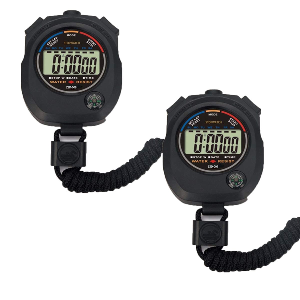 2 Pack Multi-Function Electronic Digital Sport Stopwatch Timer, Large Display with Date Time and Alarm Function,Suitable for Sports Coaches Fitness Coaches and Referees,Pgzsy