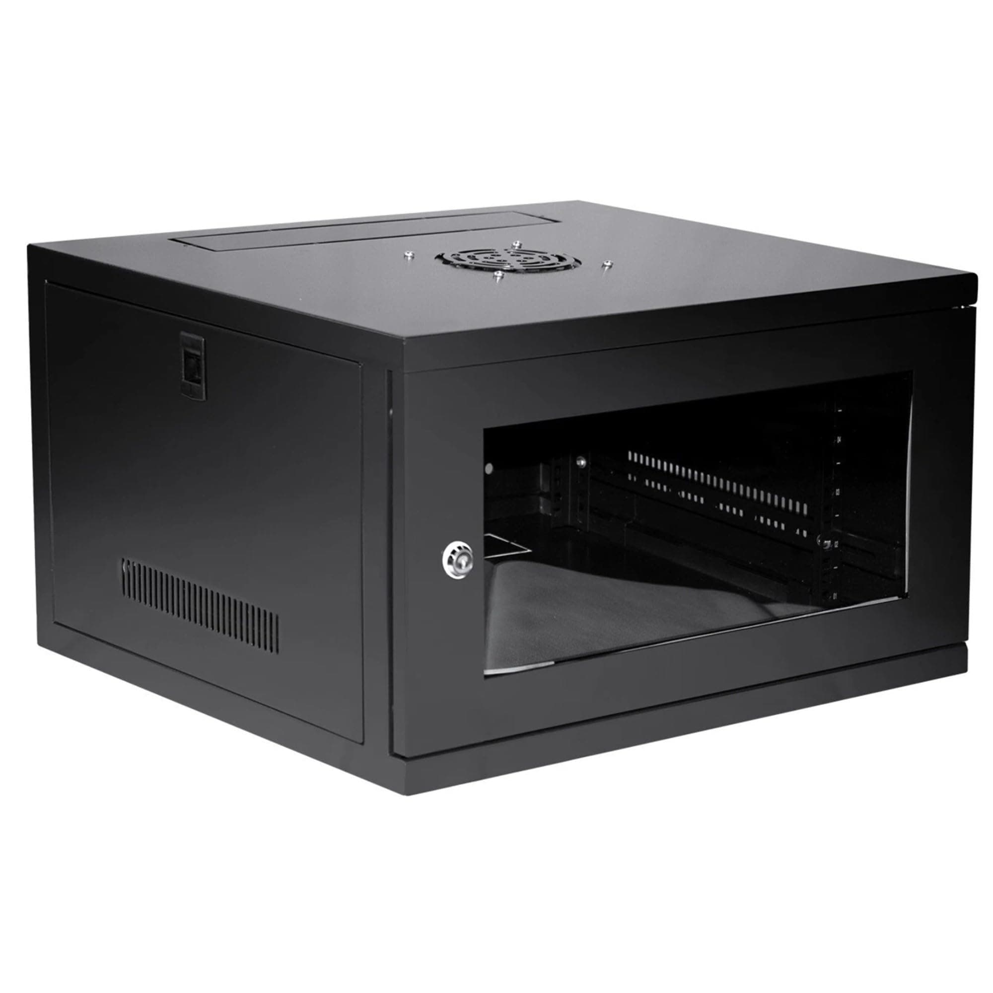 LMS Data 6U 450mm Deep 19" Wall Mount Network Server Rack Data Cabinet, 19 inch Storage enclosure for Home Office Server Room with Glass Door, Removable Side Panels, Lockable Front-Rear - Flat-Packed