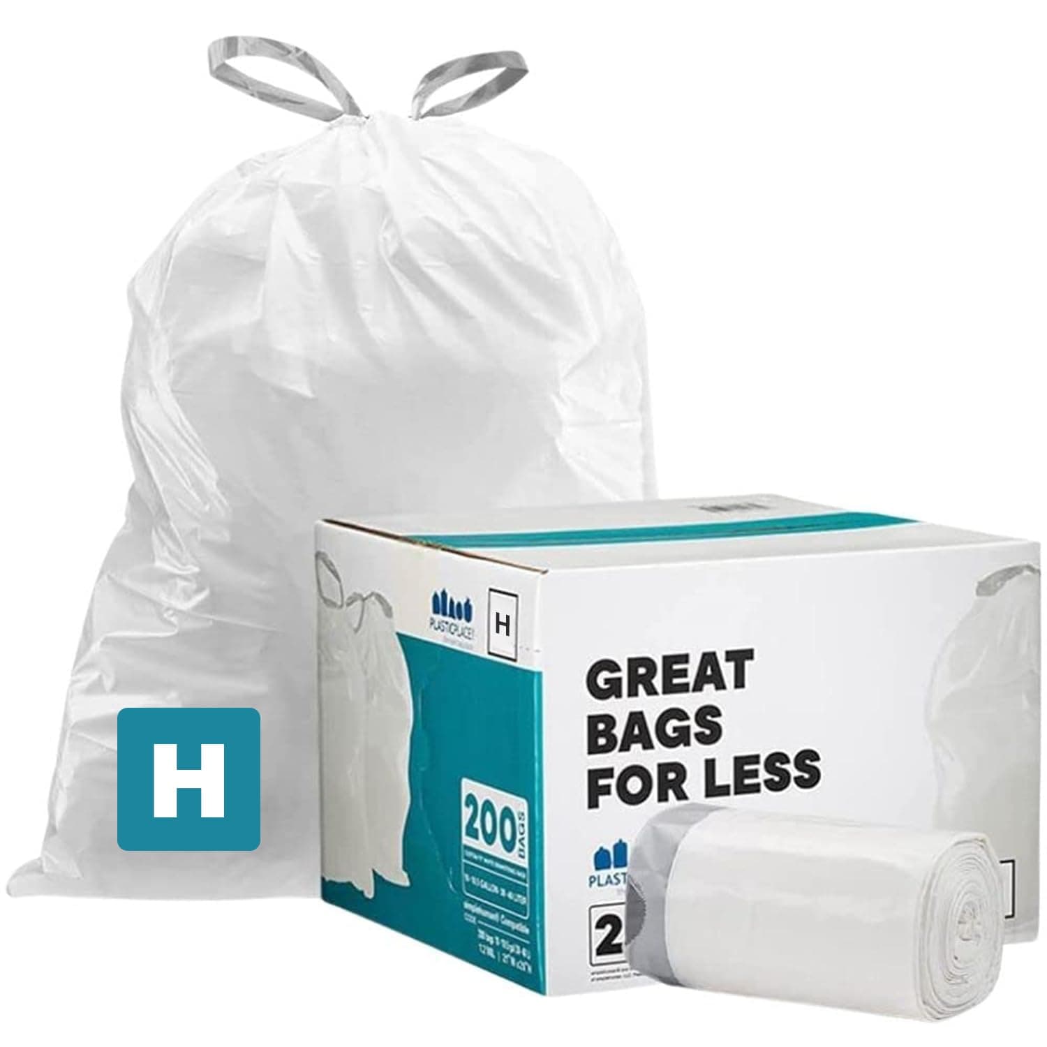 Custom Fit Trash Bags Compatible w Simplehuman Code H Drawstring Bags 8-9 Gallon Tear-Resistant Liner 200 Count Heavy-Duty Waste Disposal