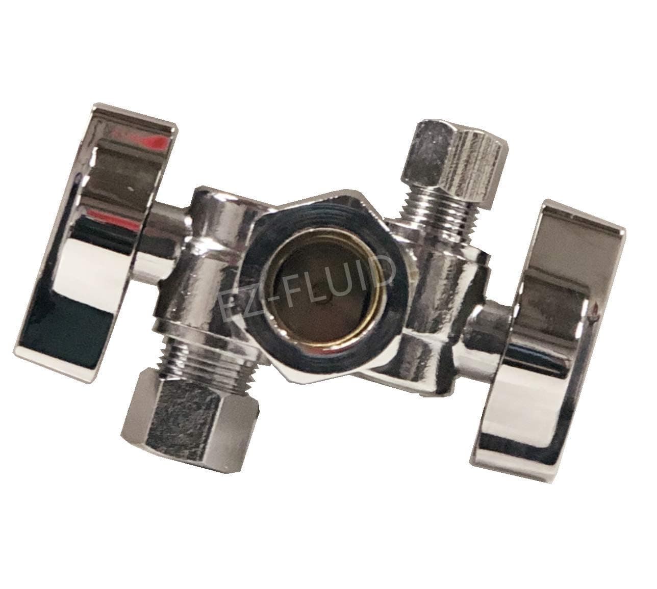 5/8" OD Comp X 3/8" Comp X 1/4" Comp Double Handles 1/4 Turn Angle Stop Water Shut off Valve Lead-Free (1)