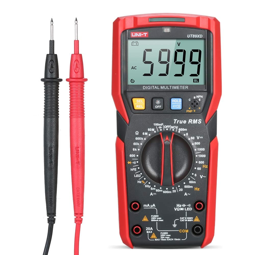 Digital Multimeter High Accuracy Handheld Mini Universal Meter 6000 Counts Lcd Display True Rms Measure Ac/Dc Voltage Current Resistance Capacitance Led Test Ut89Xd