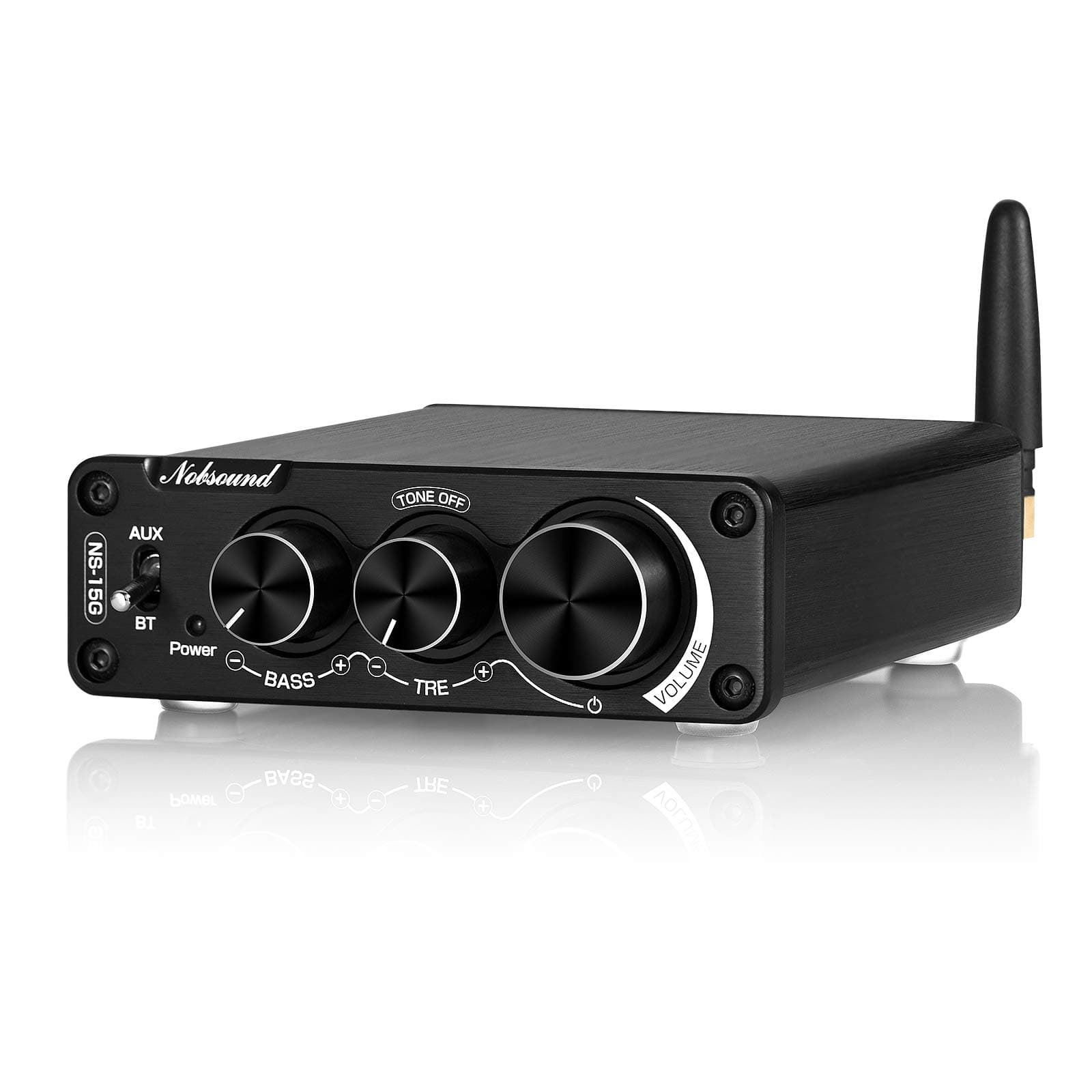 NS-15G 2 Channel Bluetooth Power Amplifier 200W Class D Digital Audio Amp for Speakers, Home Theater, with Treble Bass Tone Control