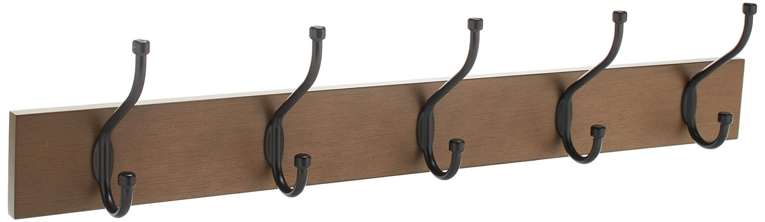 Amazon Basics Rectangular Farmhouse Wall-Mounted Coat Rack for Entryway and Bedroom, Storage Organizer, 5 Hooks, Barnwood | Farmhouse, with Storage Hooks, Rectangular