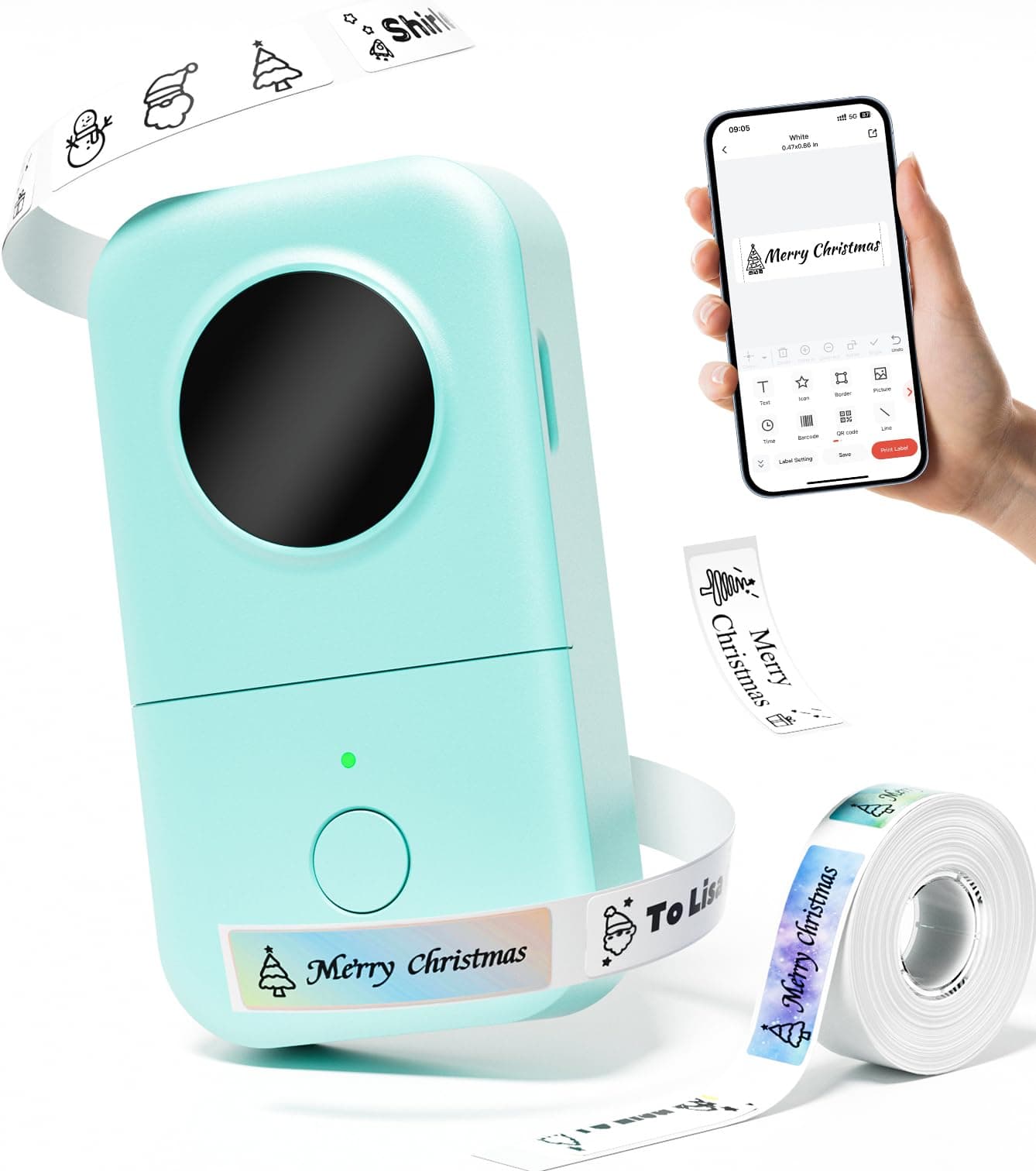 Phomemo Label Makers- D30 Labeler,Portable Bluetooth Label Machine,Replace Typewriter,Phone Support,Easy to Use,Office Home Organization Gift for Women Men,Cute School Supplies,USB Rechargeable-Green