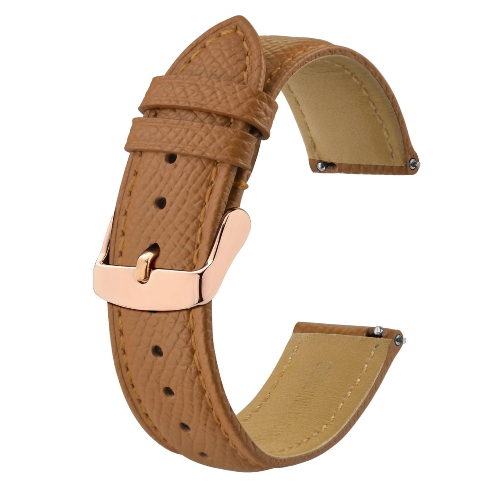 BISONSTRAP Watch Straps with Quick Release, Texture Leather Watchbands for Men Women, 18mm 20mm 22mm