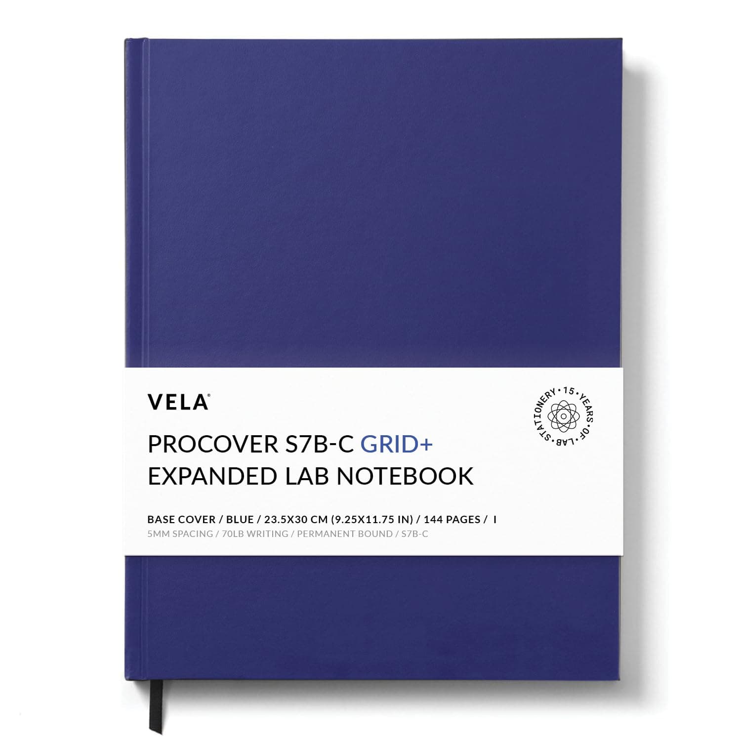 Vela Advanced ProCover Lab Notebook / Full Form - 9 x 11.75 105gsm, 128 Pages (Pro Grid) - Blue