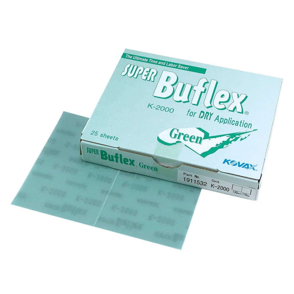 Super Buflex Flexible Dry Sanding Sheets, Green K-2000, Hook & Loop, 191-1532, 25 Sheets