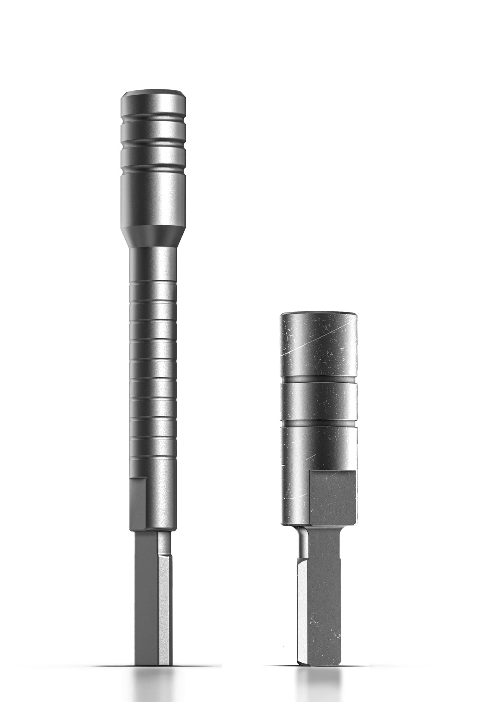 Flat-end Bit Driver Extender and Hex Adapter Designed for Leatherman Multi-Tools, Hardened 1/4" Hex Adapter and Bit-kit Extension Screwdriver, Brushed Steel (2PC Add On Accessories Set)