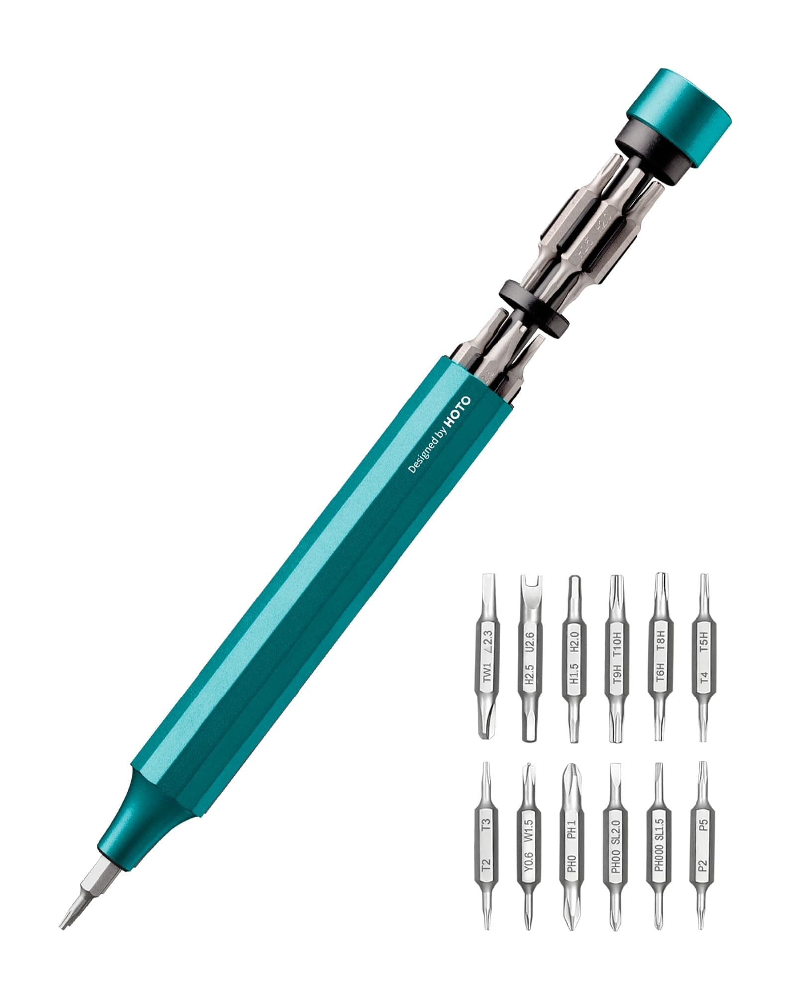 Precision Screwdriver Set, 24-in-1 Multi-Bit Screwdriver, Mini Hand Set with 12 Double End S2-Steel Bits, Ideal for Phone/Glasses/Watches/Laptop, Dark Turquoise