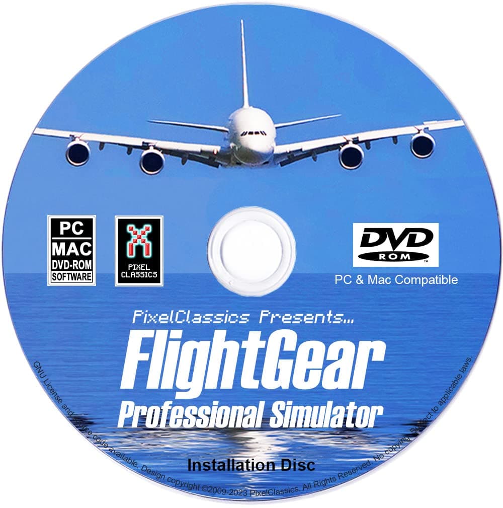 – FlightGear Flight Simulator 2023 X on DVD CD Disc | Flight Sim Plane & Helicopter Including 600+ Aircraft Standard Edition | Compatible with Microsoft Windows 11 10 8.1 8 7 Vista PC & Mac OS
