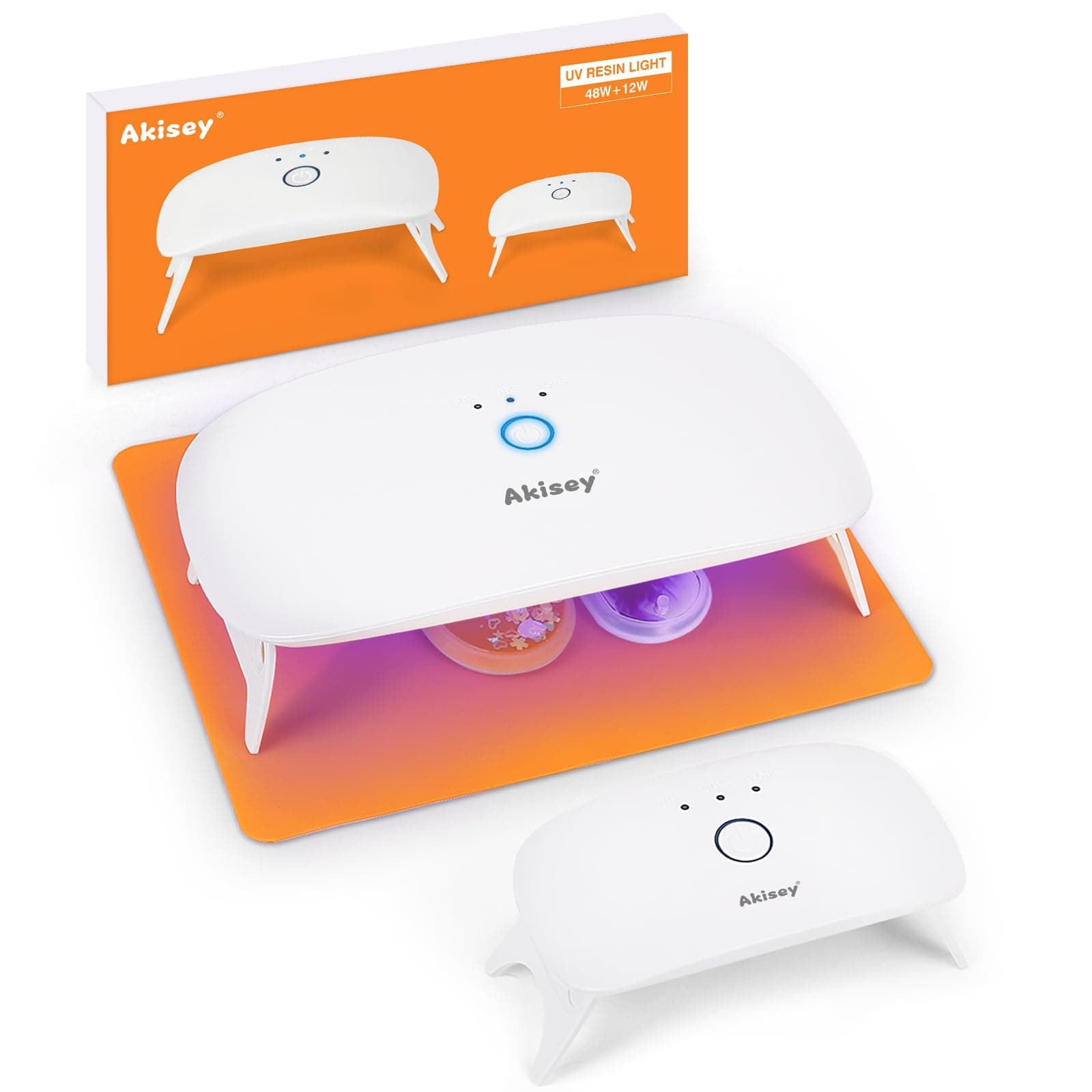 2 Pack UV Light for Resin - Large Size Foldable UV Resin Light & Portable Mini UV Resin Lamp, Resin Kits for Resin Molds Curing, Jewelry Making, DIY Craft, Fast Curing & Timing Function