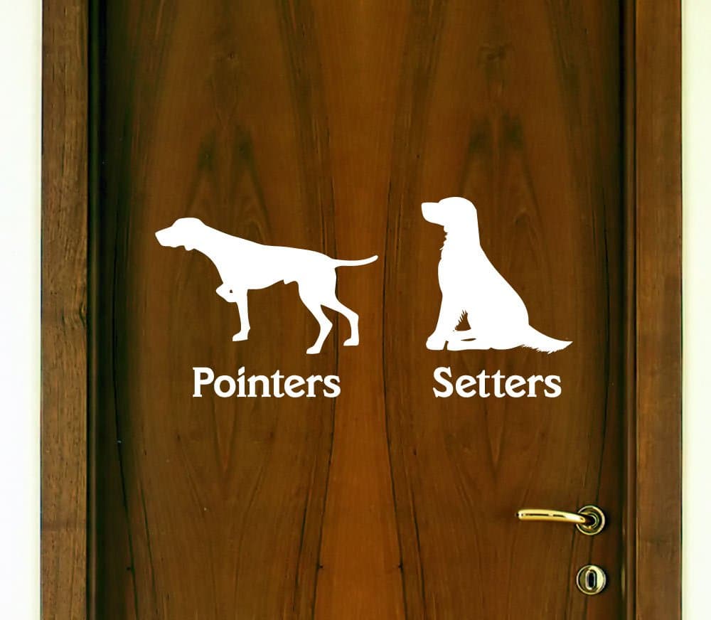 Vertigo Creative Products Restroom Door Decal Set Pointers/Setters (Men/Women) Décor Sticker Vinyl - Funny