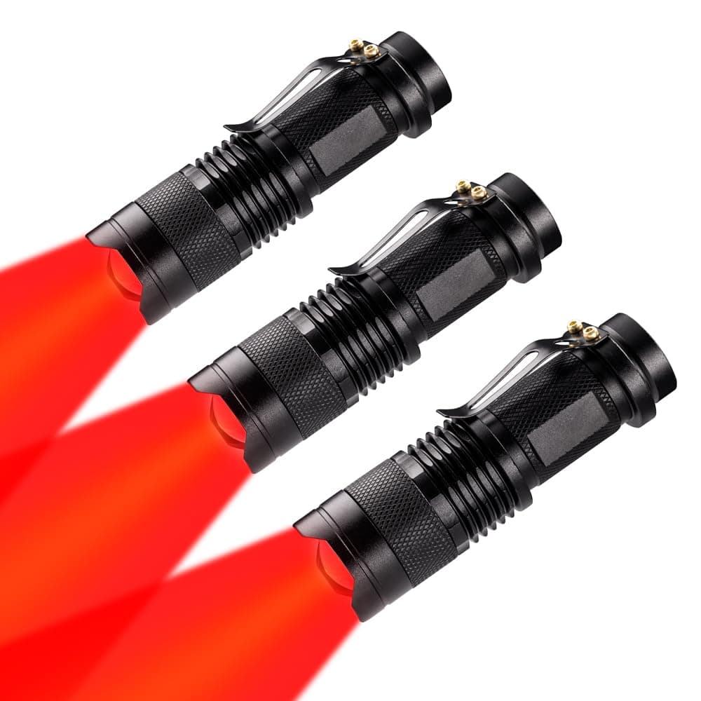 (Pack of 3) Single Mode Red Light Flashlight, 1 Mode Red LED Flashlight Red Flashlight Torch, Red LED Red Light For Astronomy, Aviation, Night Observation
