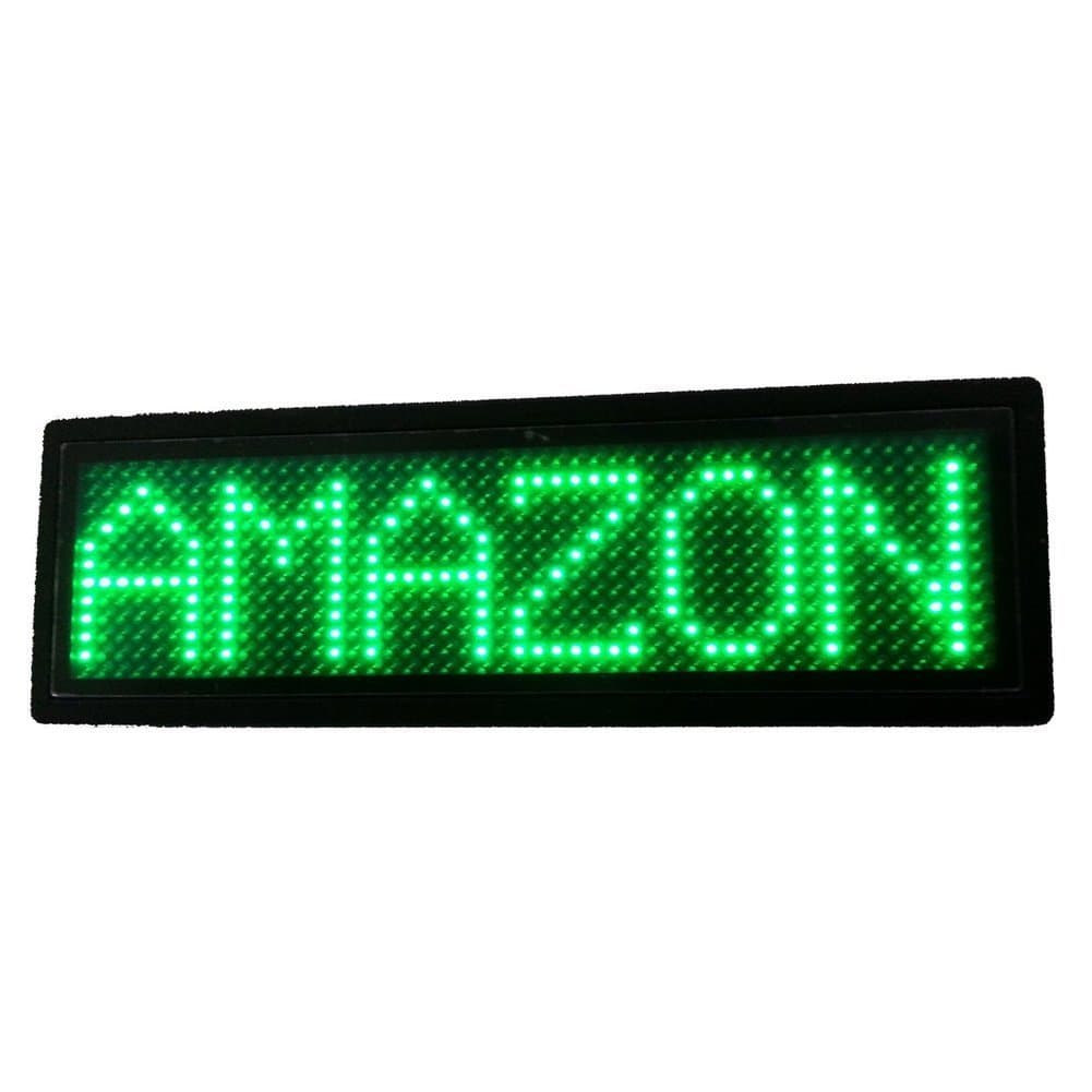 Dernen Programmable Rechargeable LED Digital Scrolling Message Name Tag ID Badge (12x48 Pixels) (Green)