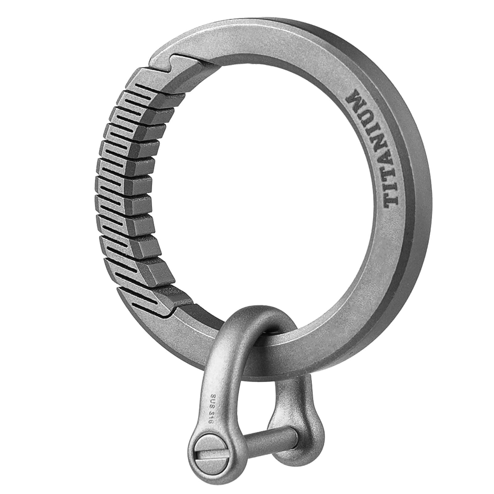 Titanium Round Carabiner Clip, Spring Hook Key Chain Ring, Small Keyring Carabiner with D-Ring for Car Keys