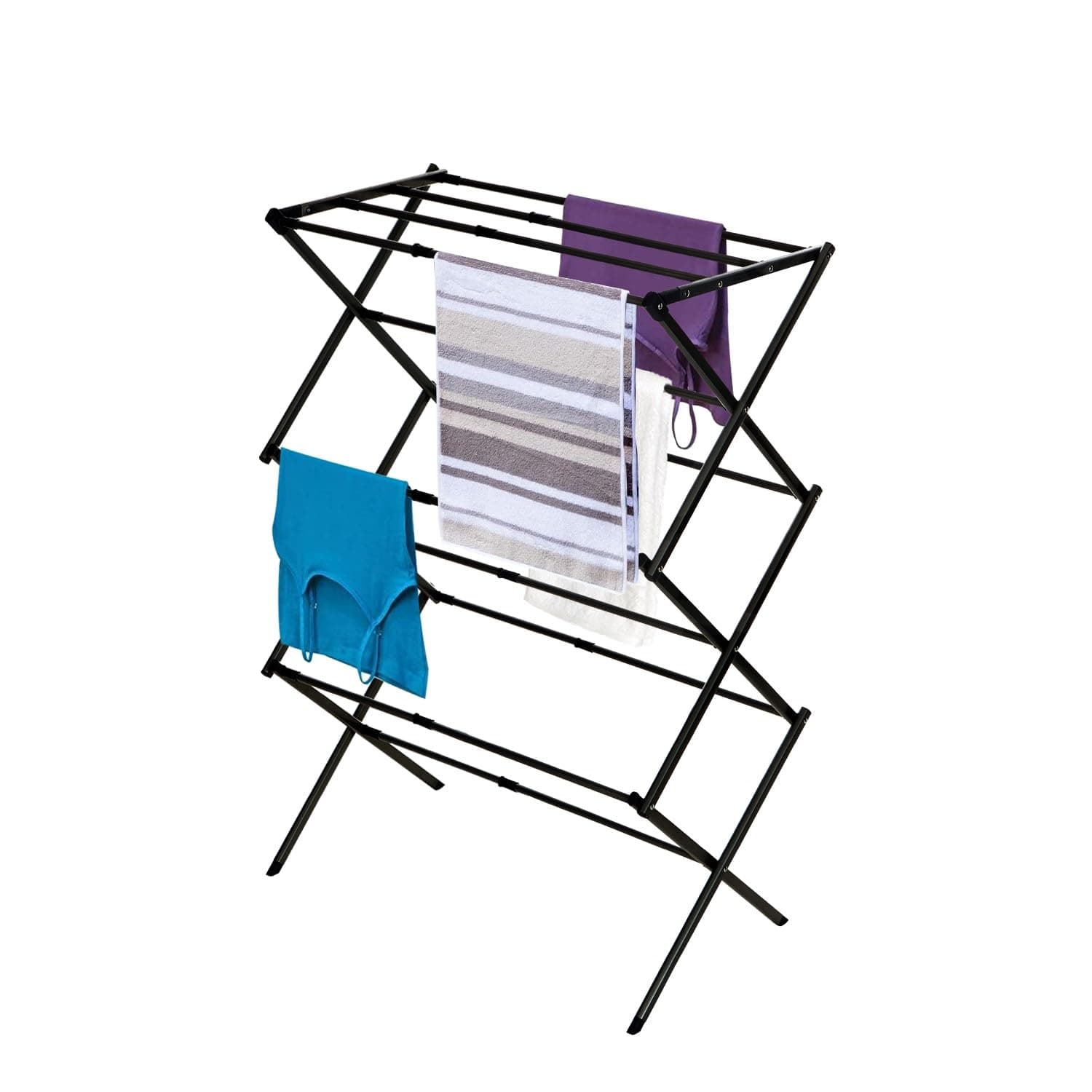 Laundry Organization Expandable/Collapsible Clothes Drying Rack. Essential for Camping/Trailers or Anywhere You Air Dry Laundry. Oversized for Multiple Garments, (Black)
