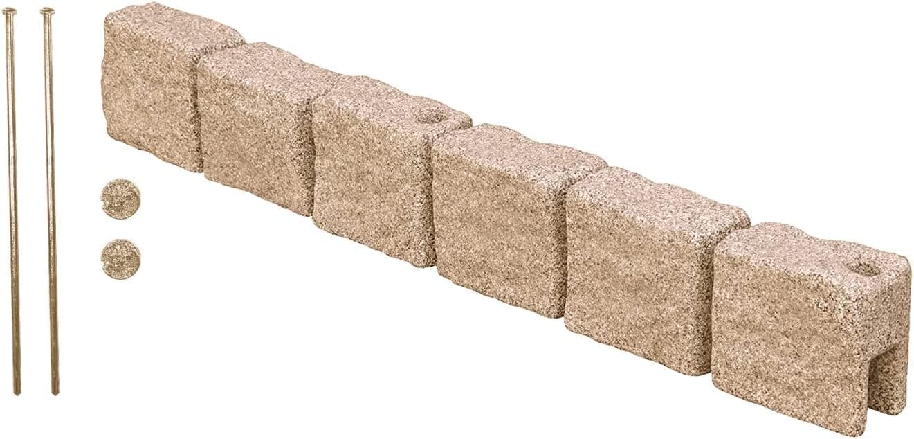 Garden Elements True Form Outdoor Decorative Flex-Wall Resin Edging for Gardens, Playgrounds, Plastic Life-Like Sandstone Landscape Lawn Borders, 4 Foot Section