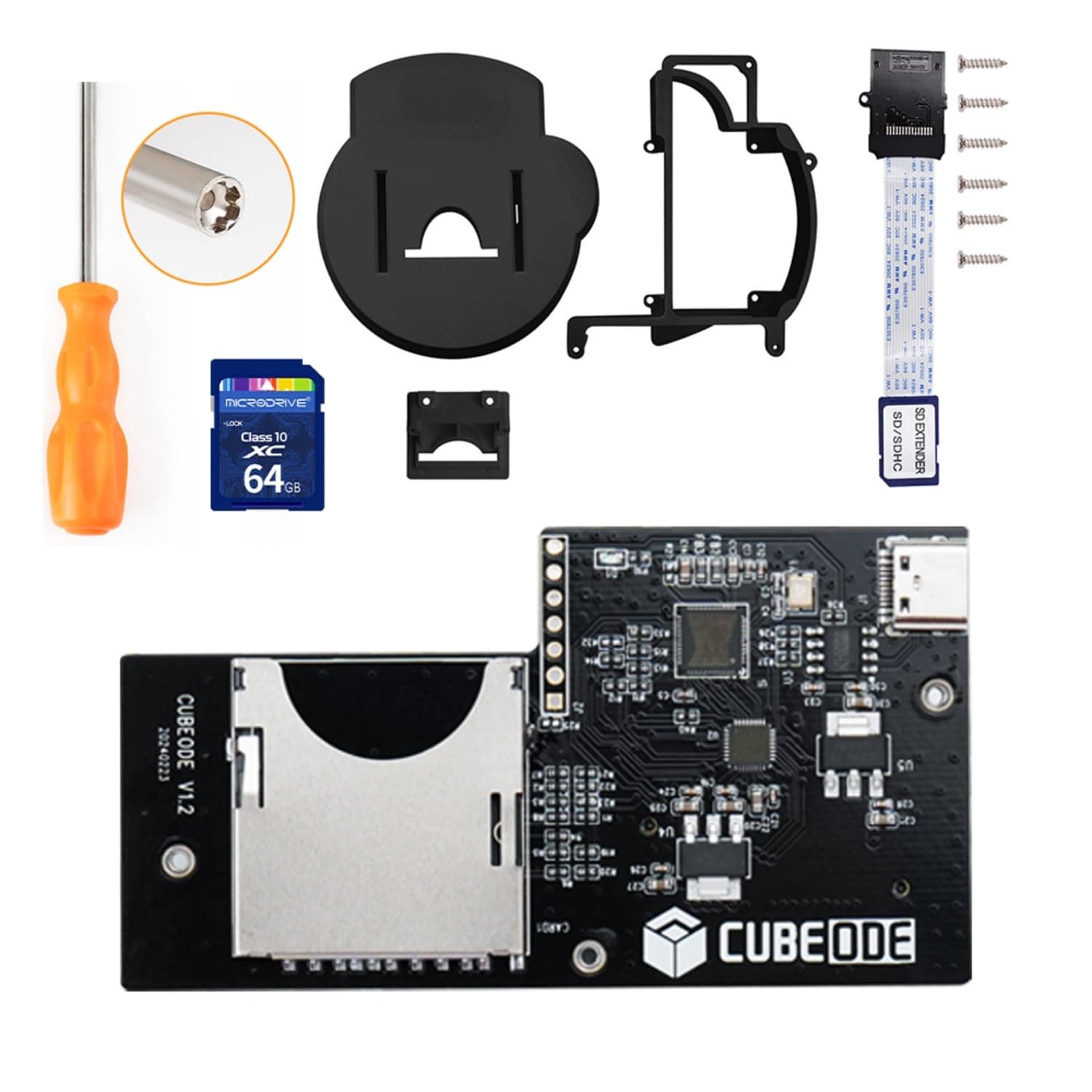 BITFUNX CUBEODE V1.2 Optical Drive Emulator Board - Support Firmware Upgrade and Audio Streaming Games, for GC Loder Swiss SD2SP2 Reader, Plug & Play for NGC Dol-101 & Dol-001 (Extra Large)